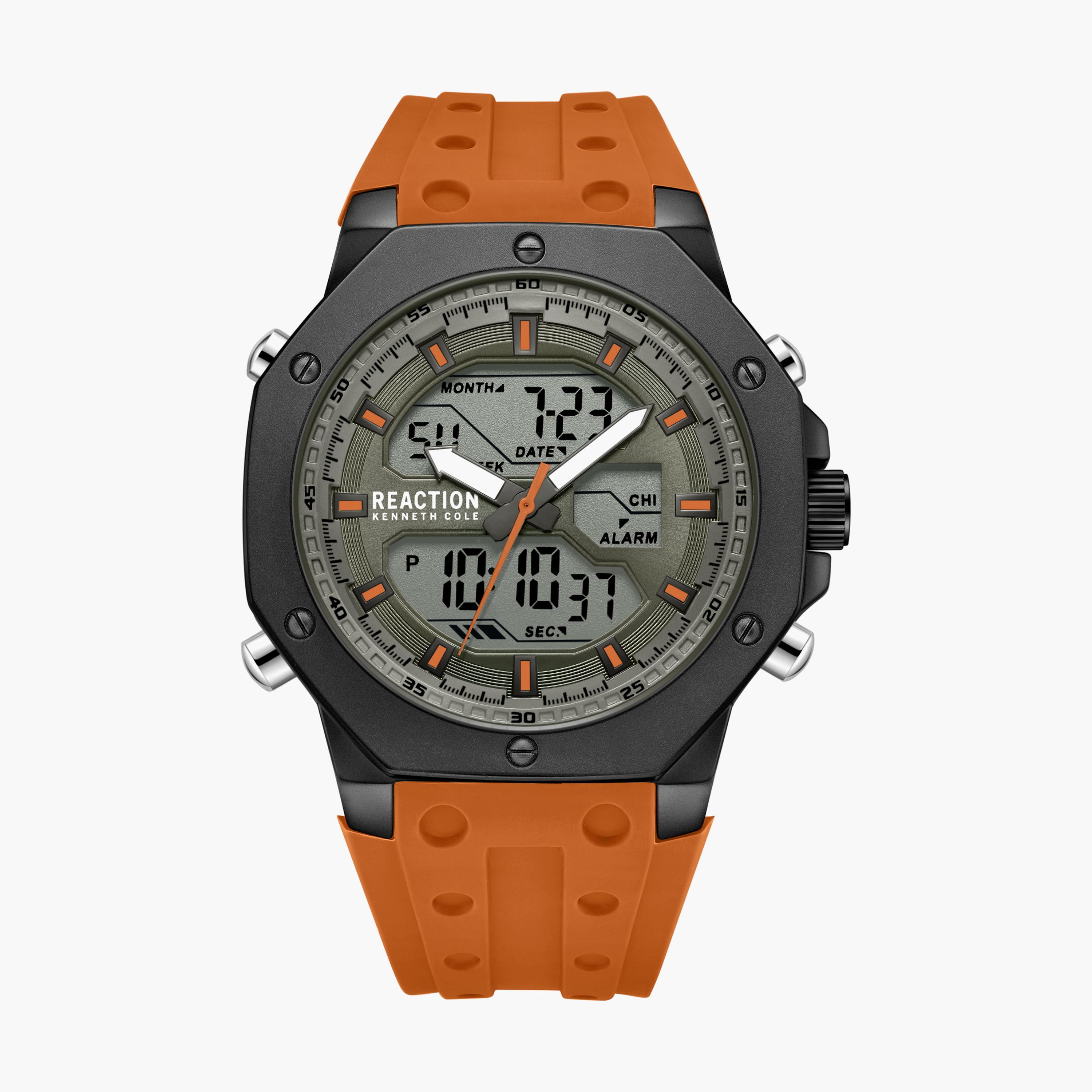 ساعة كينيث كول للرجال بسوار سيليكون انالوج-رقمي باللون البرتقالي | KRWGP9005603-men-watchesandjewellery-watches-image-1