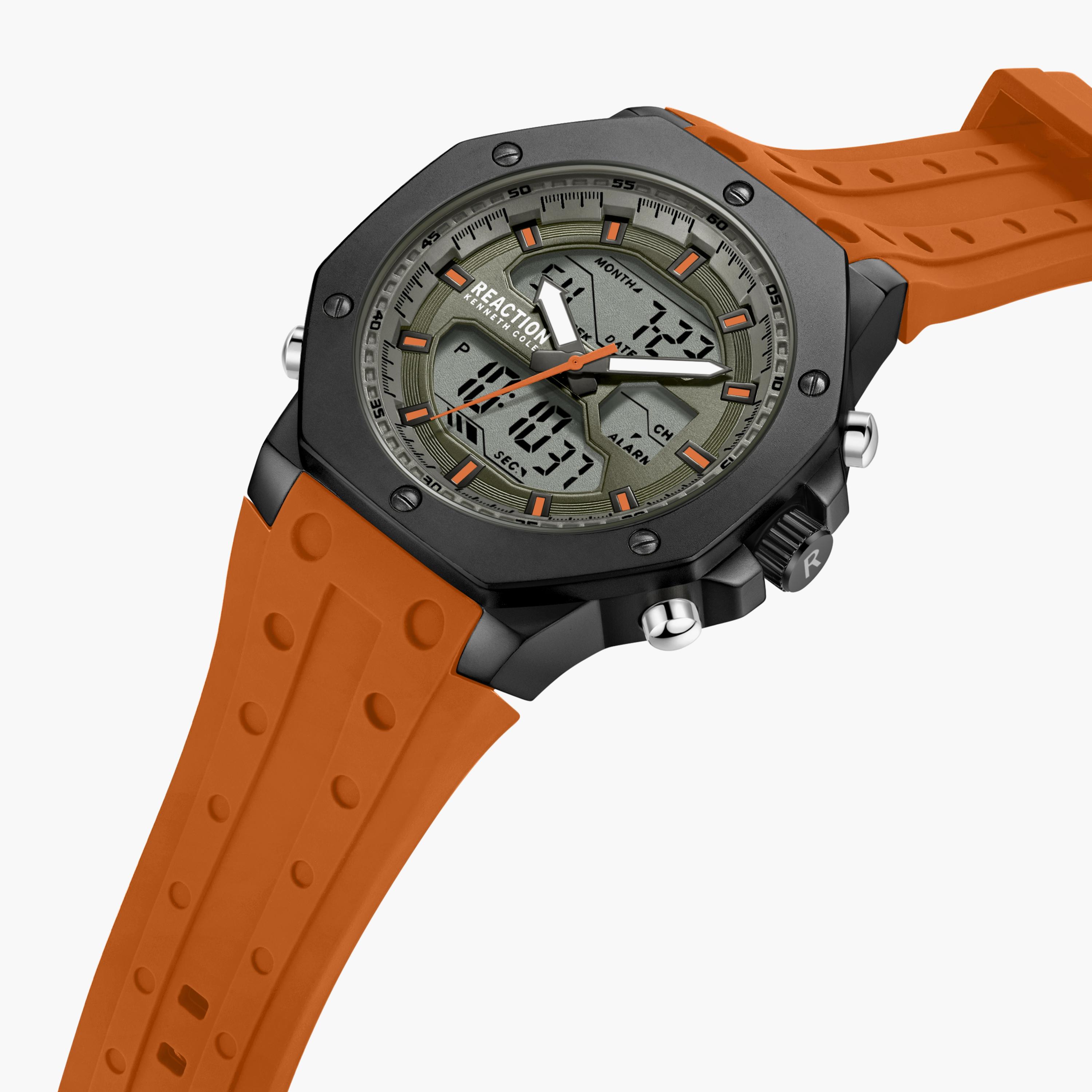 ساعة كينيث كول للرجال بسوار سيليكون انالوج-رقمي باللون البرتقالي | KRWGP9005603-men-watchesandjewellery-watches-image-2