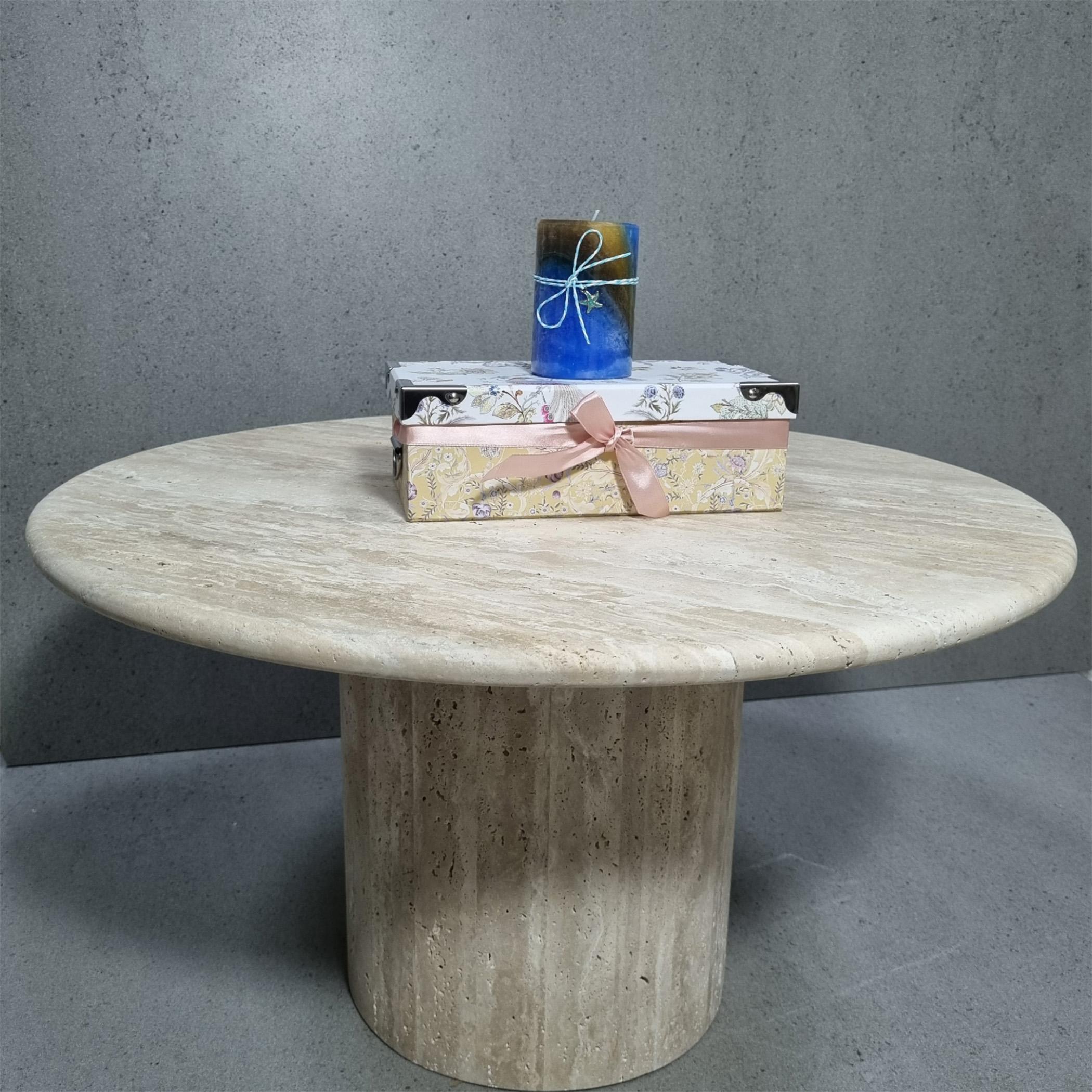 Oval travertine on sale coffee table