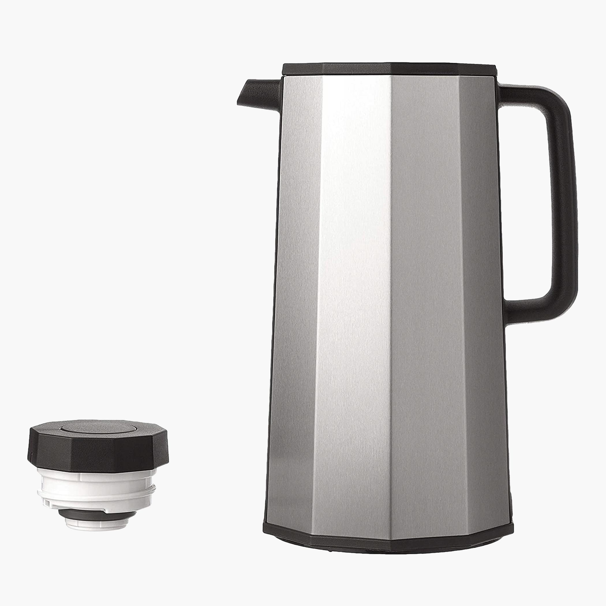 Zojirushi Stainless Steel Vacuum Insulated Handy Pot Flask with Large Push Button Stopper - 1 L