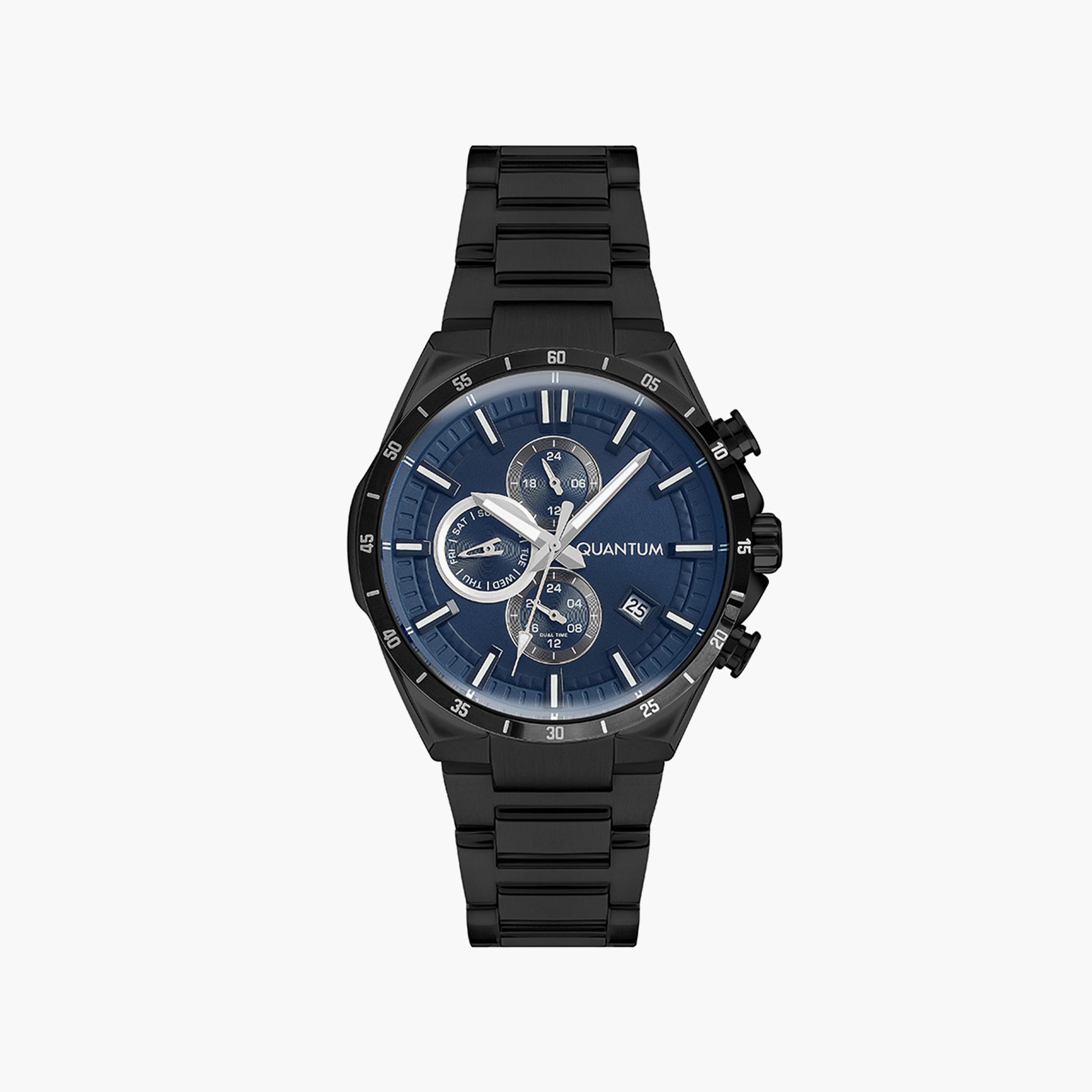 Quantum Men's Black Chronograph Stainless Steel Strap Watch | PWG936.690-men-watchesandjewellery-watches-image-1