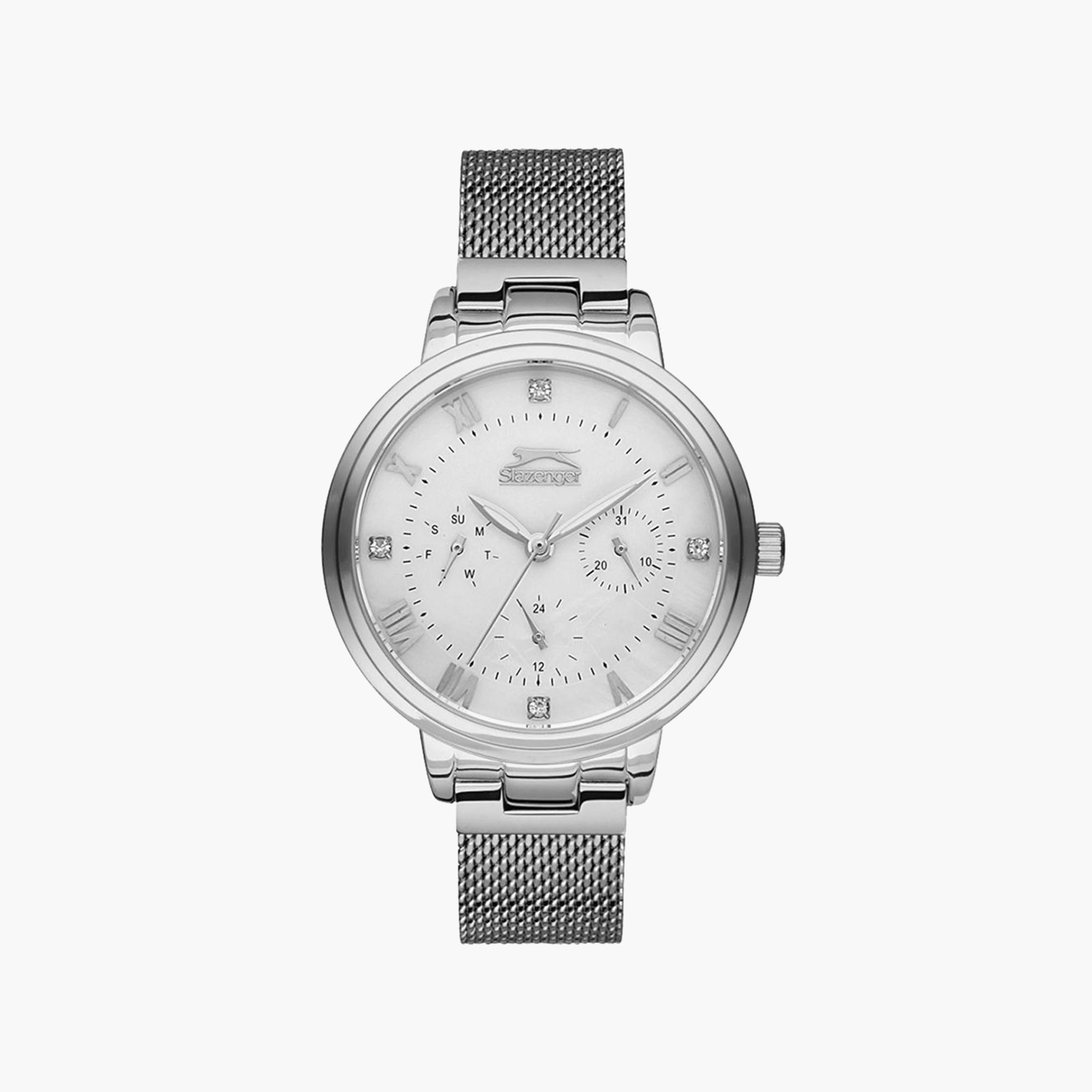 ساعة أنالوج للنساء بسوار شبكي بلون فضي من سلازينجر | SL.9.6185.4.01-women-watchesandjewellery-watches-image-1