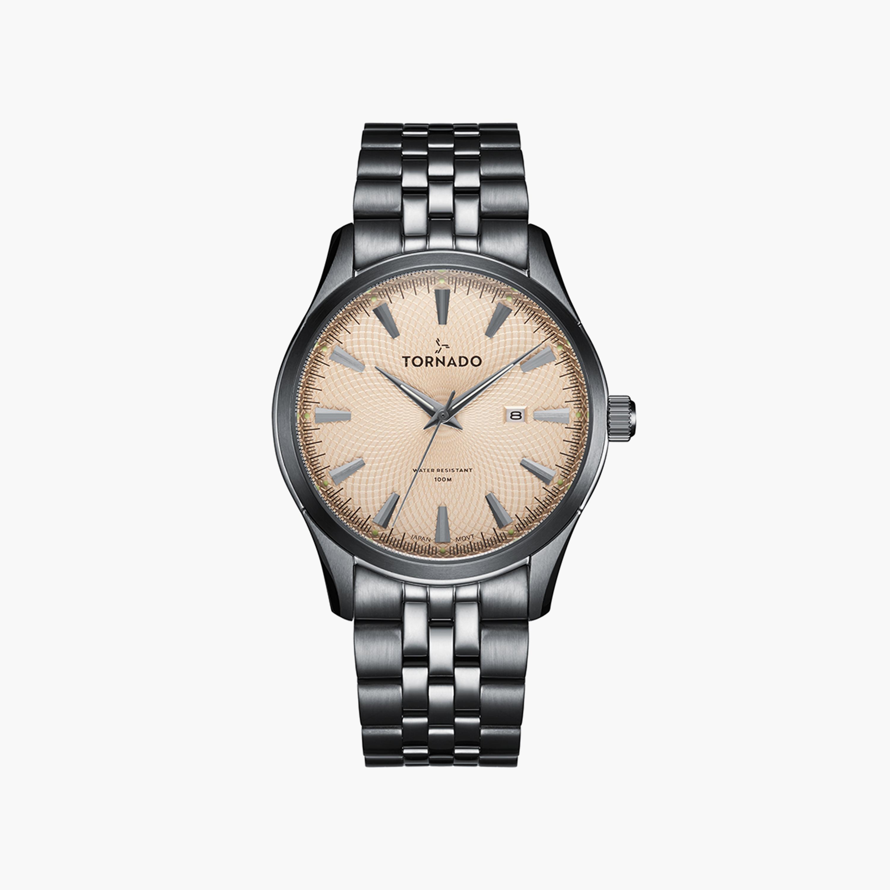 Tornado Men's Gun Metal Analog Stainless Steel Strap Watch | T20006-BBBI-men-watchesandjewellery-watches-image-1
