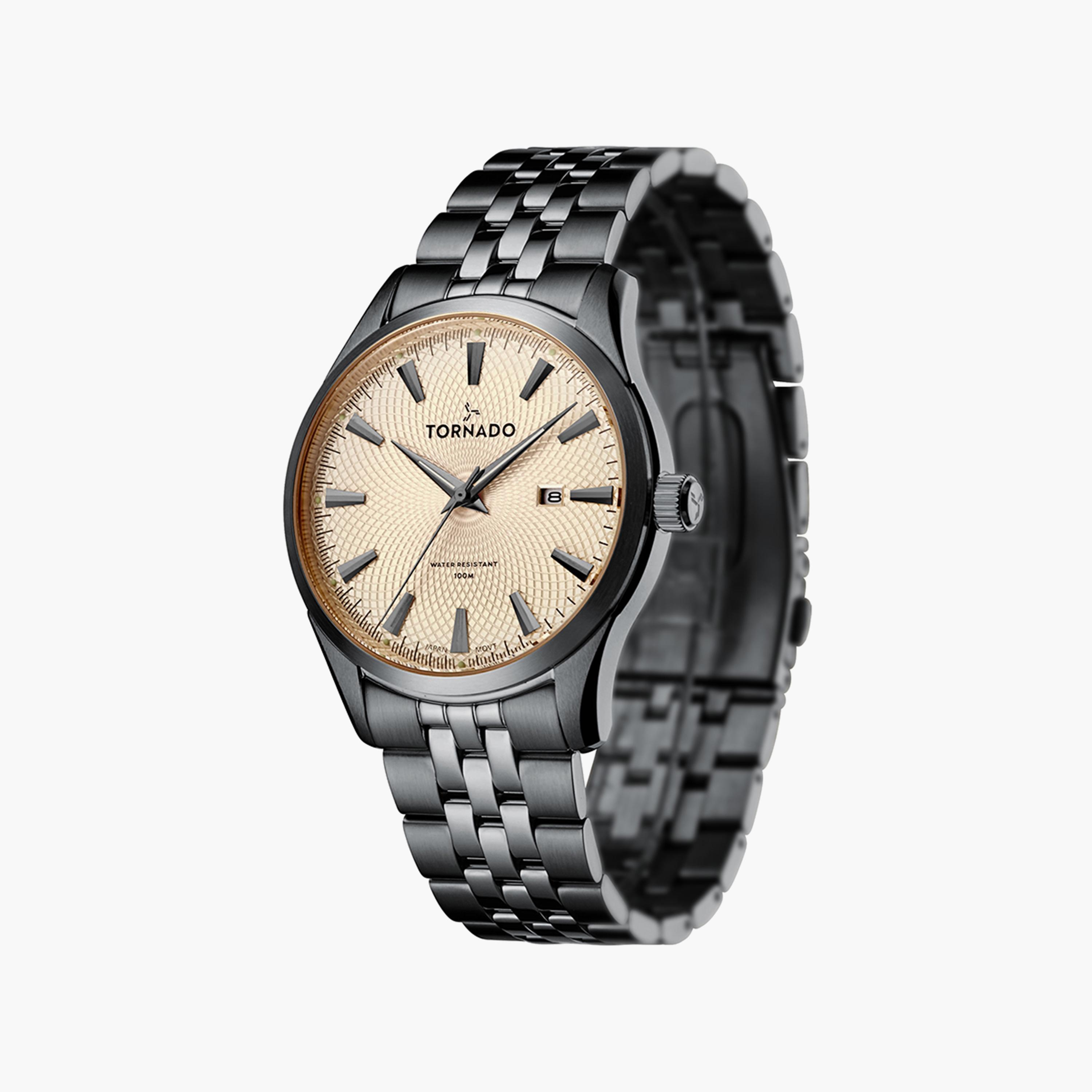 Tornado Men's Gun Metal Analog Stainless Steel Strap Watch | T20006-BBBI-men-watchesandjewellery-watches-image-2