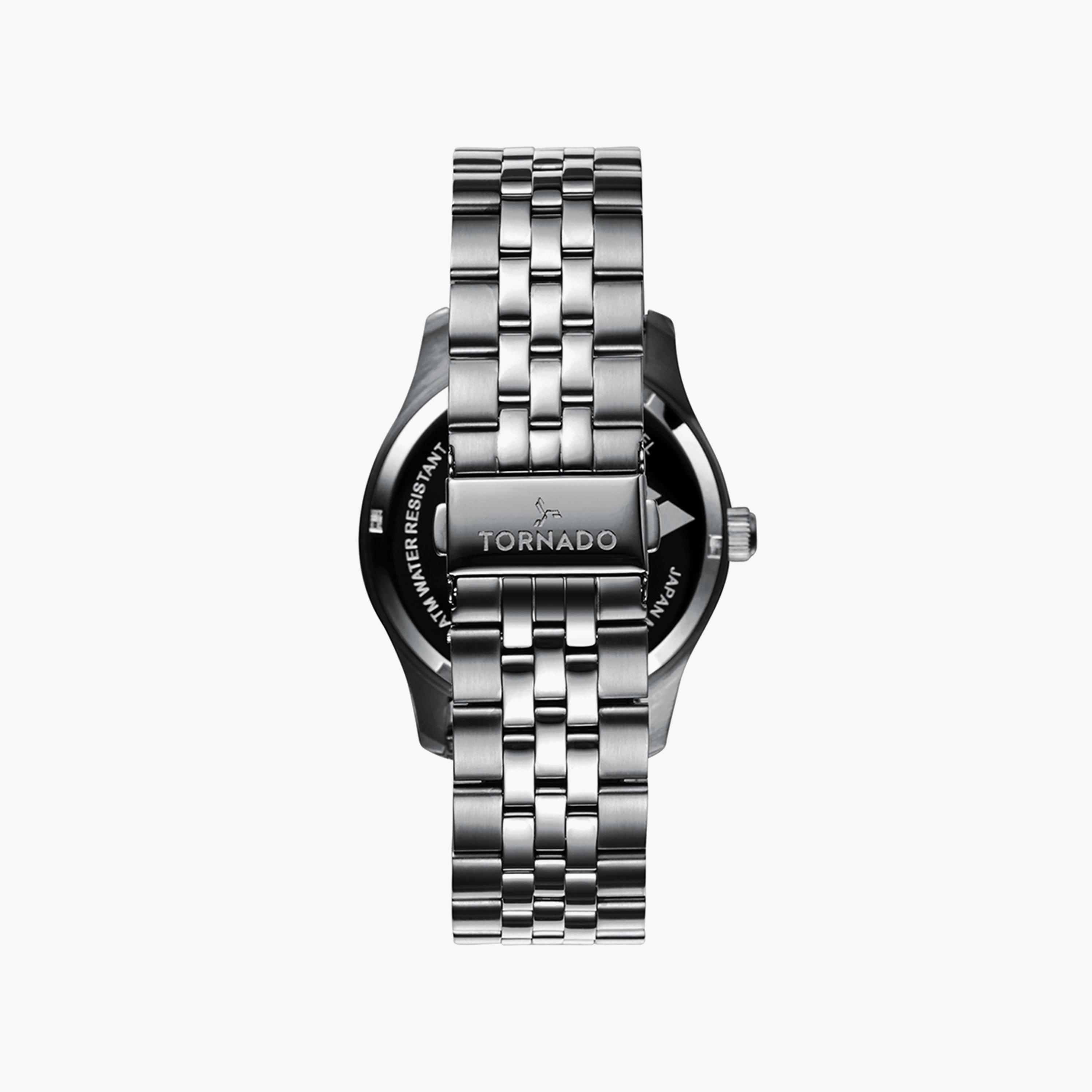 Tornado Men's Gun Metal Analog Stainless Steel Strap Watch | T20006-BBBI-men-watchesandjewellery-watches-image-3