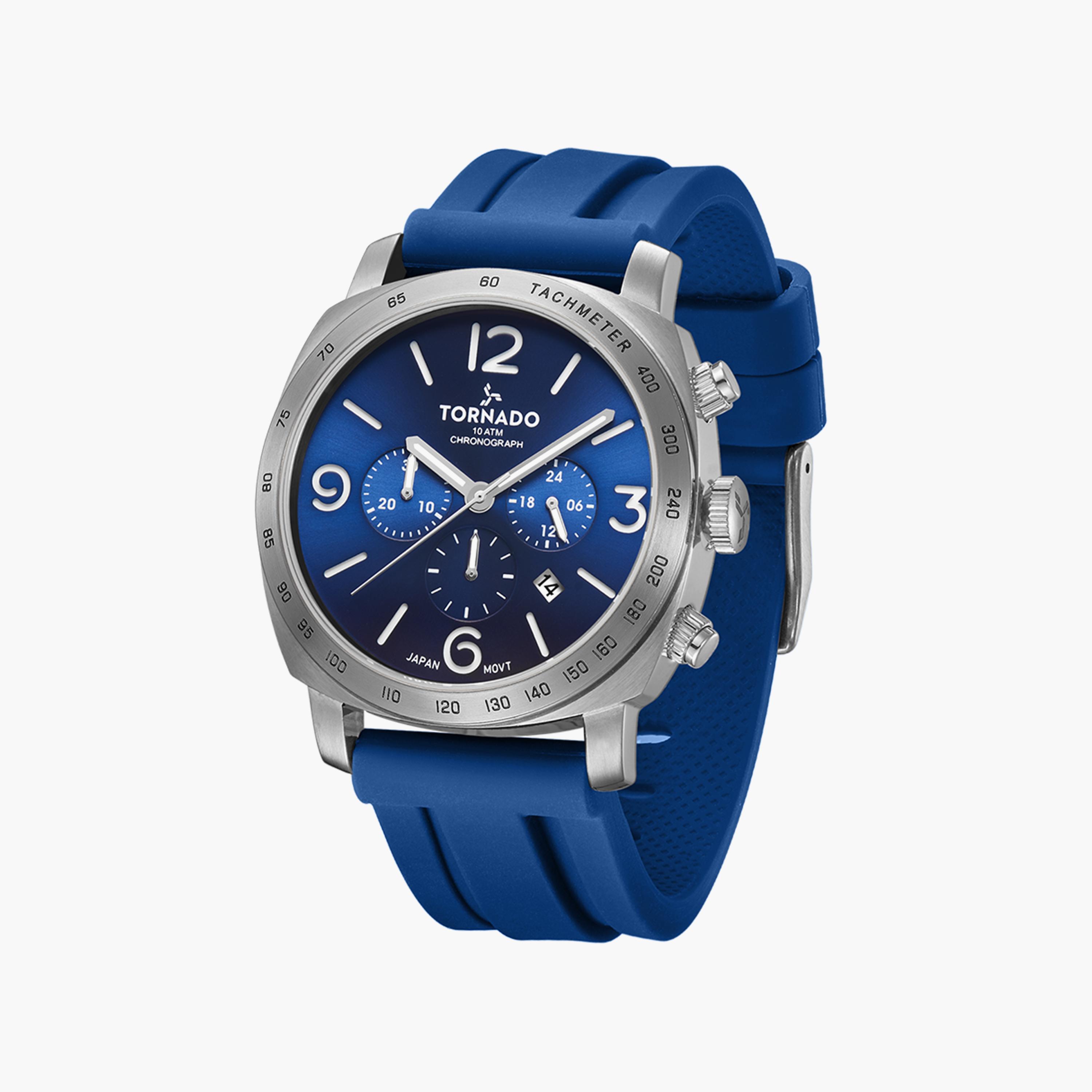 ساعة كرونوغراف للرجال بسوار سليكون بلون أزرق من تورنادو | T9102-SSNN-men-watchesandjewellery-watches-image-2