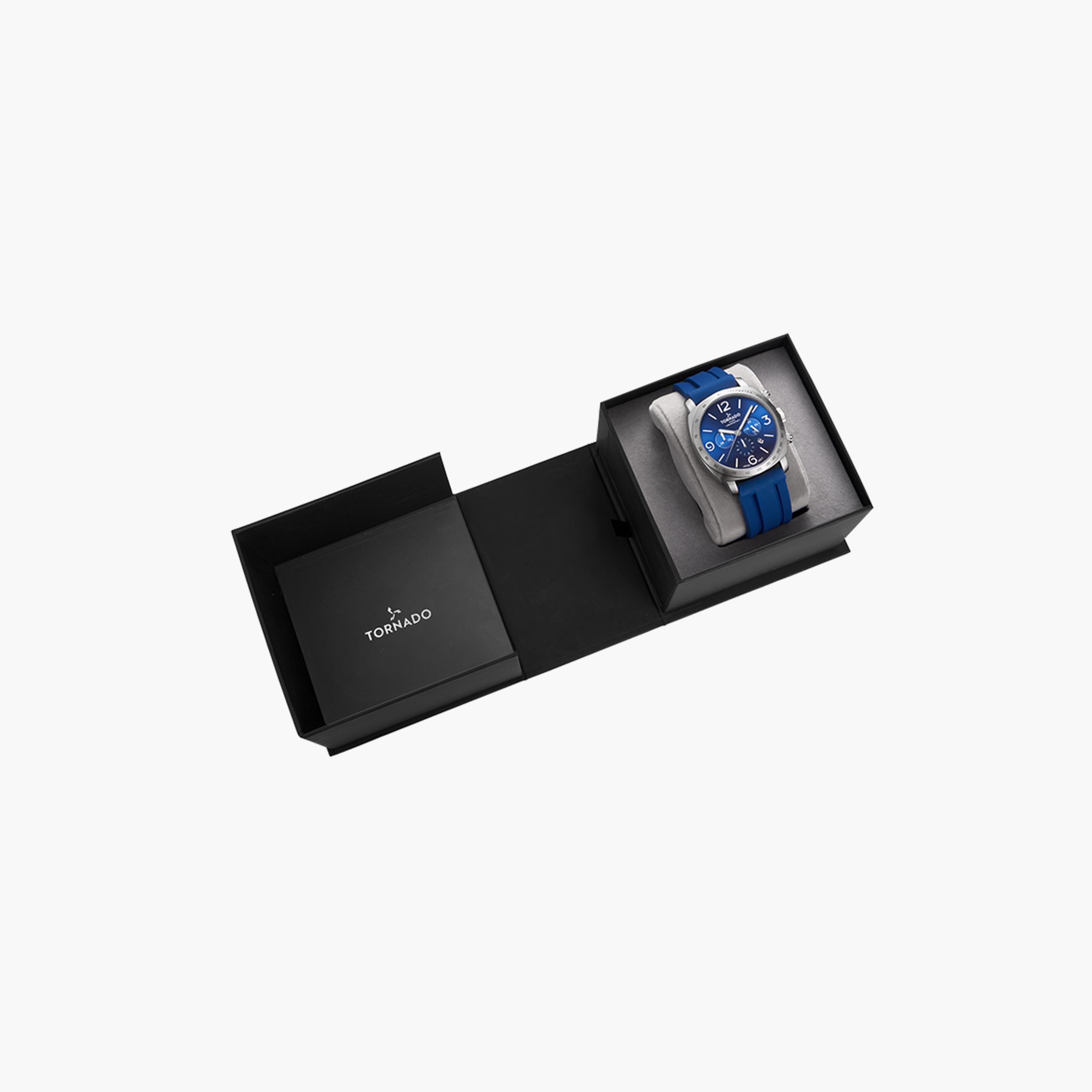 ساعة كرونوغراف للرجال بسوار سليكون بلون أزرق من تورنادو | T9102-SSNN-men-watchesandjewellery-watches-image-4