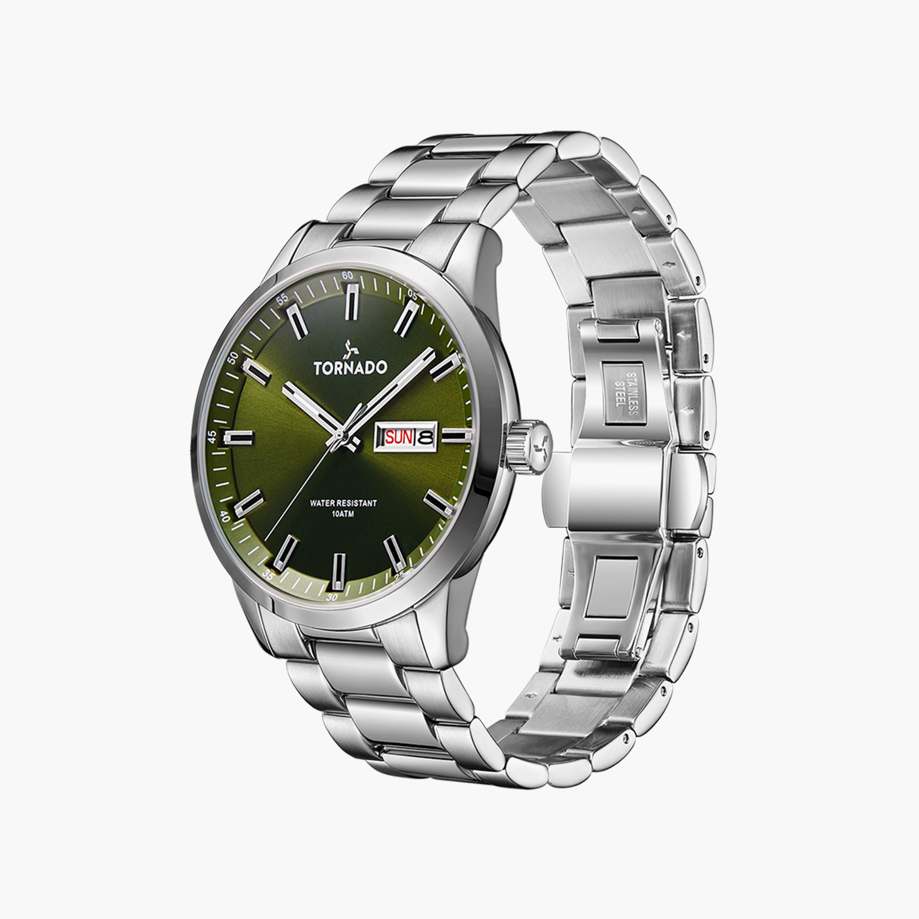ساعة أنالوج للرجال بسوار من الستانلس ستيل بلون فضي من تورنادو | T23001-SBSH-men-watchesandjewellery-watches-image-2