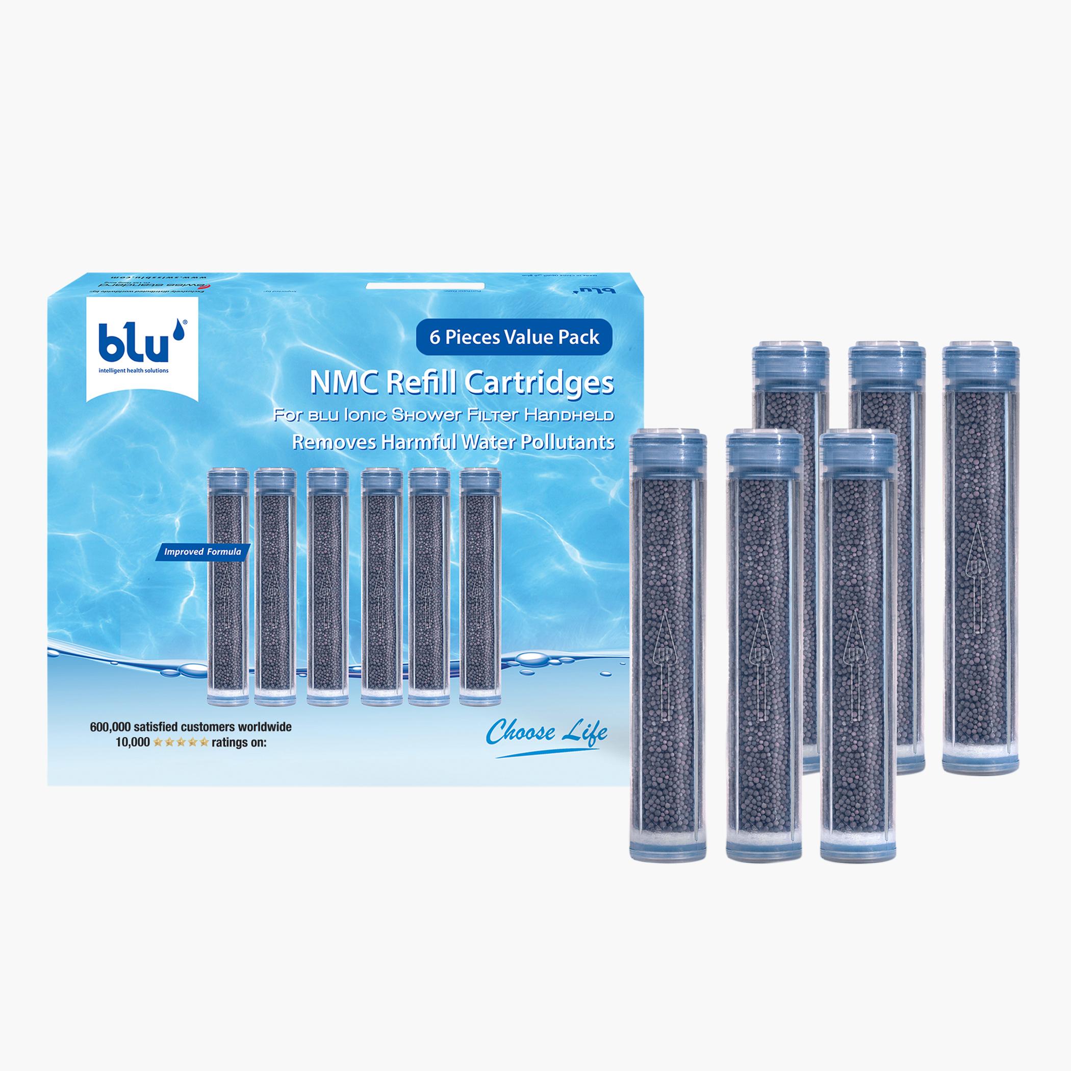 BLU 6-Piece NMC Refill Cartridge Set for BLU Handheld Ionic Shower Filter