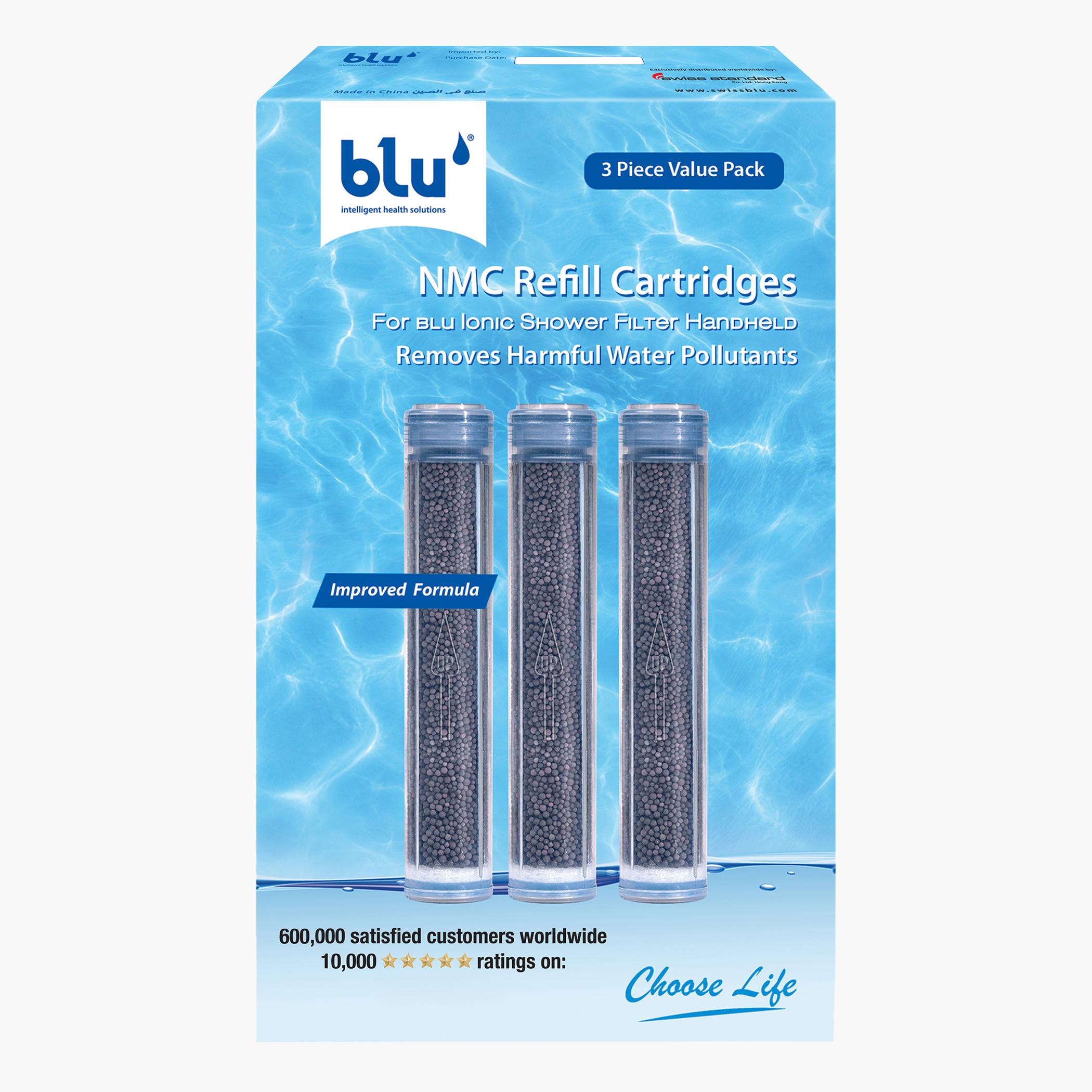BLU 3-Piece NMC Refill Cartridge Set for BLU Handheld Ionic Shower Filter