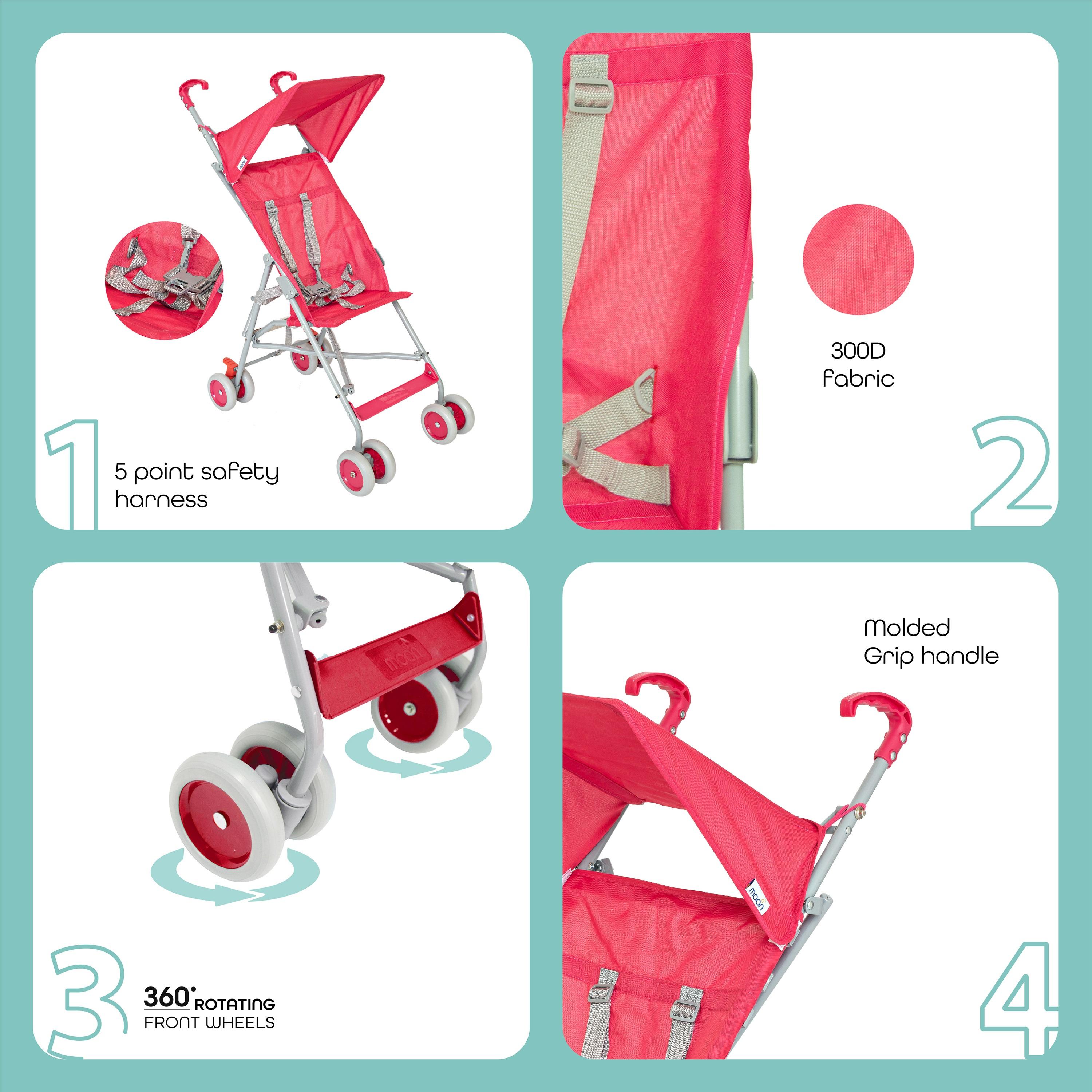 عربة أطفال بوجي قابلة للطي خفيفة الوزن جيت من موون - وردي-baby-gear-strollersandprams-strollers-image-2