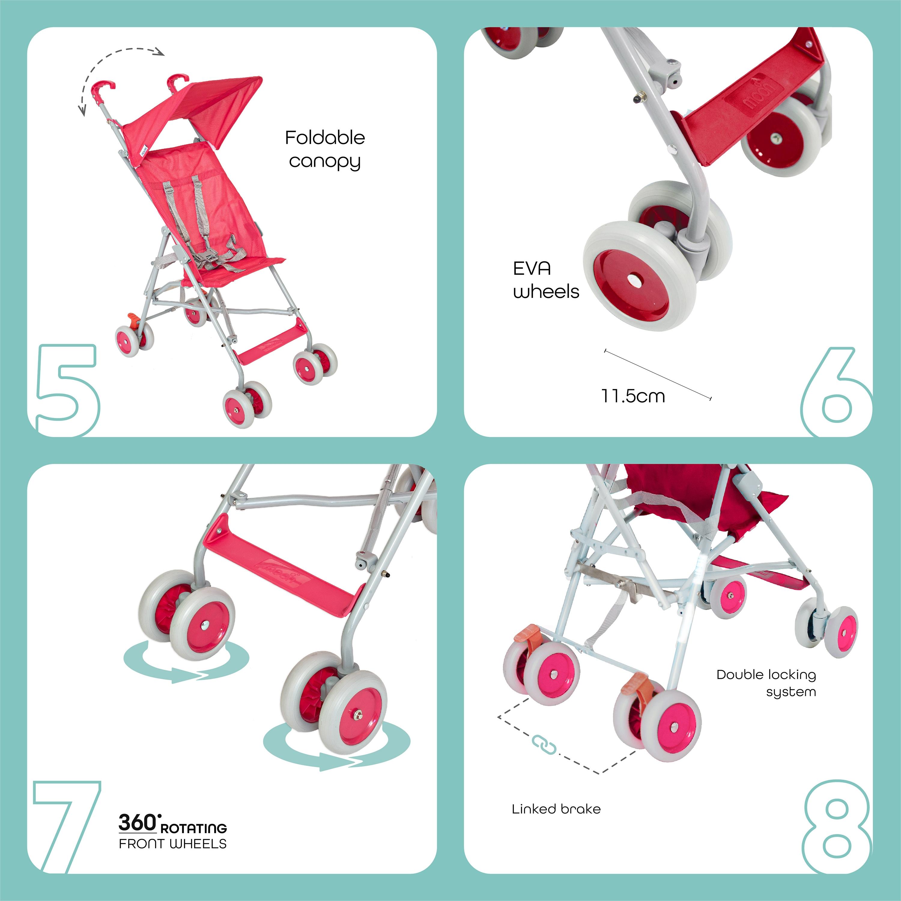 عربة أطفال بوجي قابلة للطي خفيفة الوزن جيت من موون - وردي-baby-gear-strollersandprams-strollers-image-3
