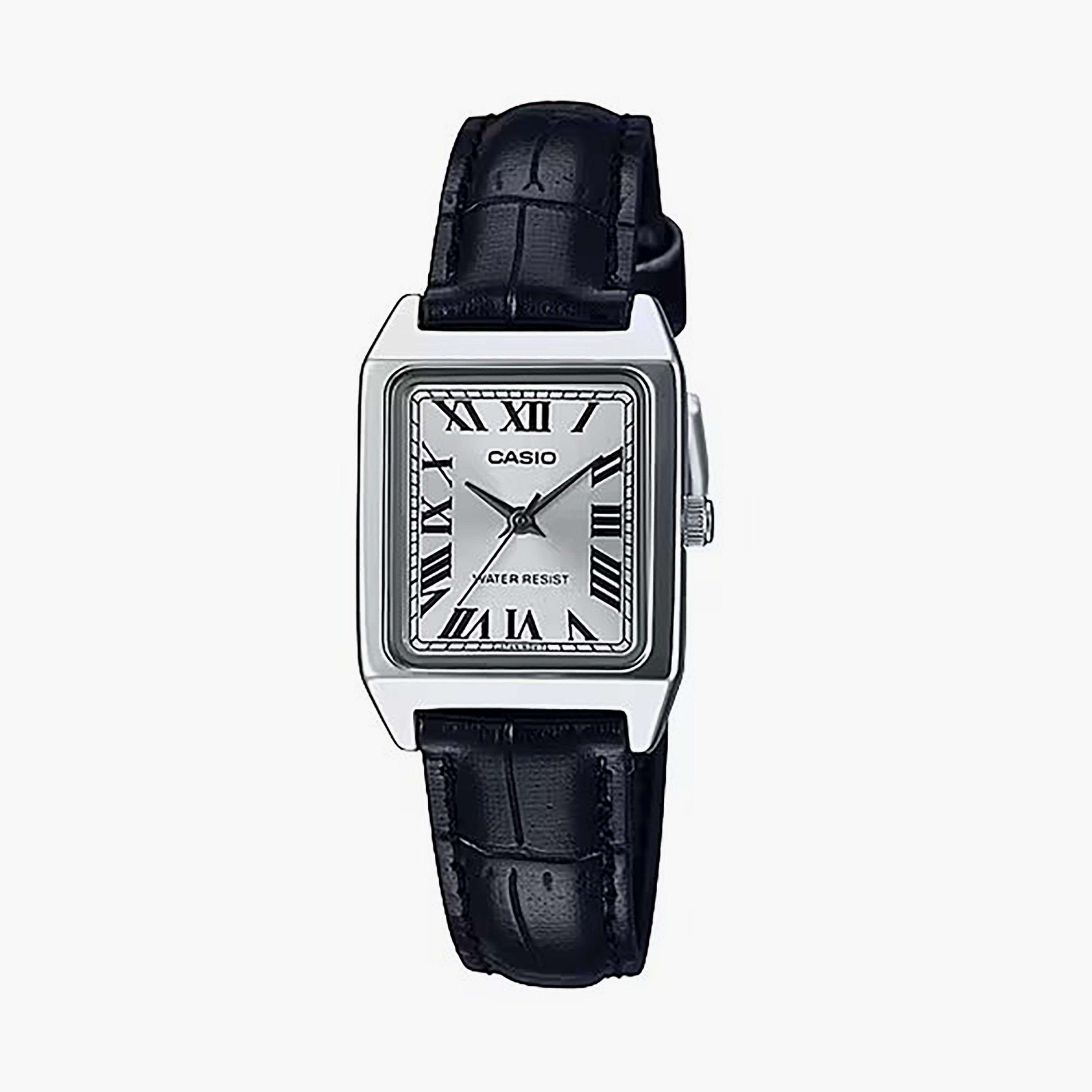 ساعة أنالوج بسوار جلدي أسود من كاسيو | LTP-V007L-7B1UDF-women-watchesandjewellery-watches-image-1