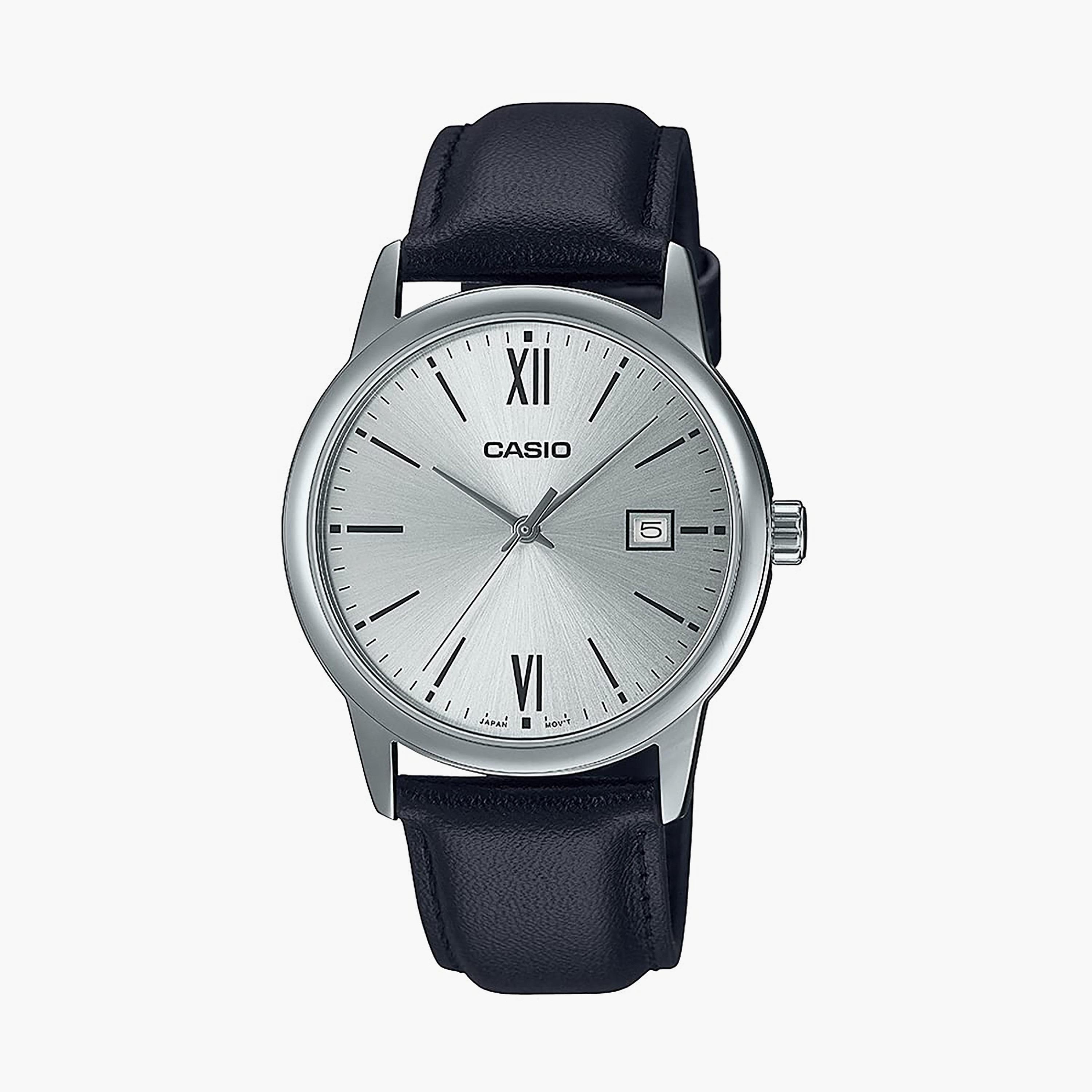 Casio Black Analog Leather Strap Watch | MTP-V002L-7B3UDF-men-watchesandjewellery-watches-image-1