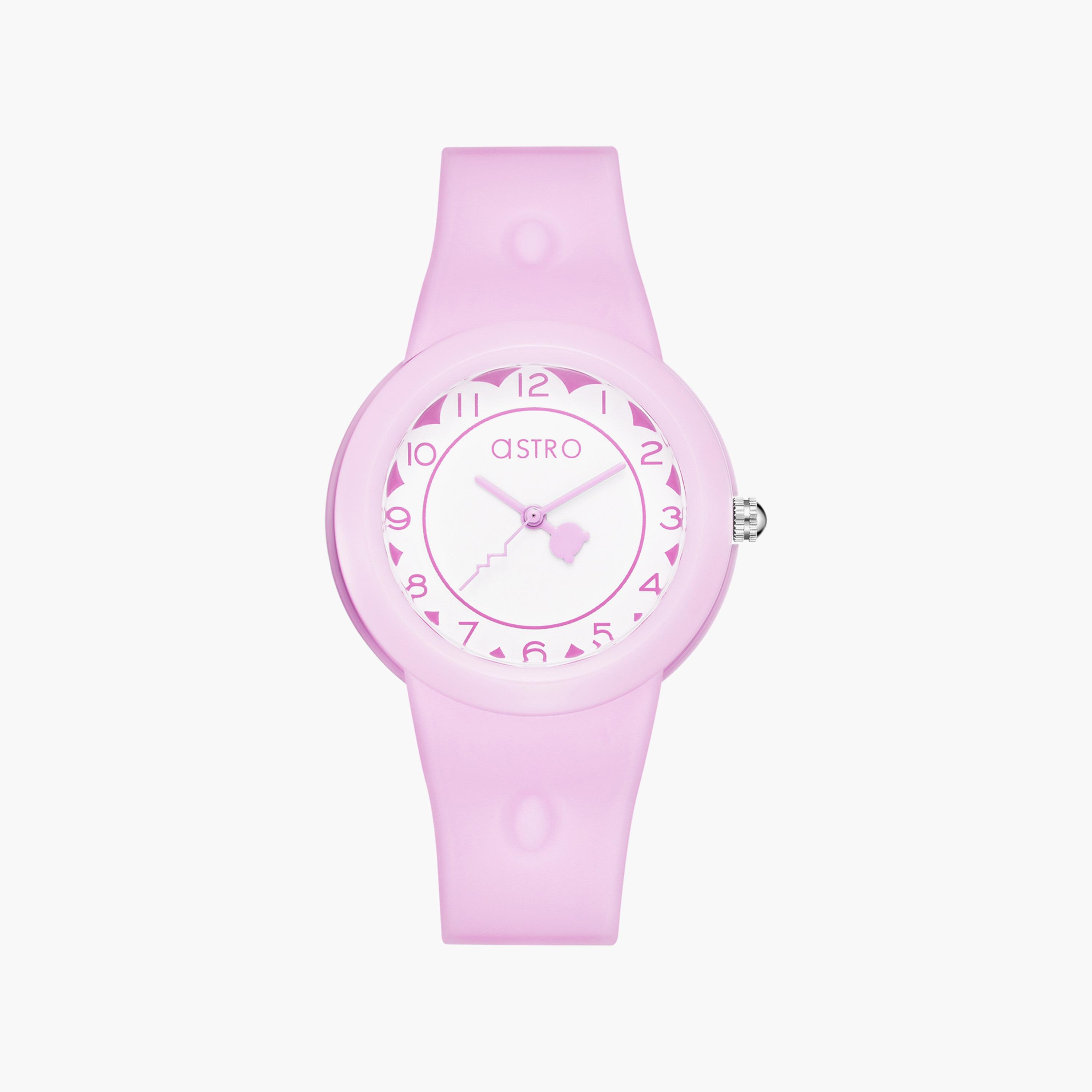 ساعة أنالوج للأطفال بسوار سيليكون بلون أرجواني من أسترو | A23809-PPVW-girls-accessories-watches-image-1