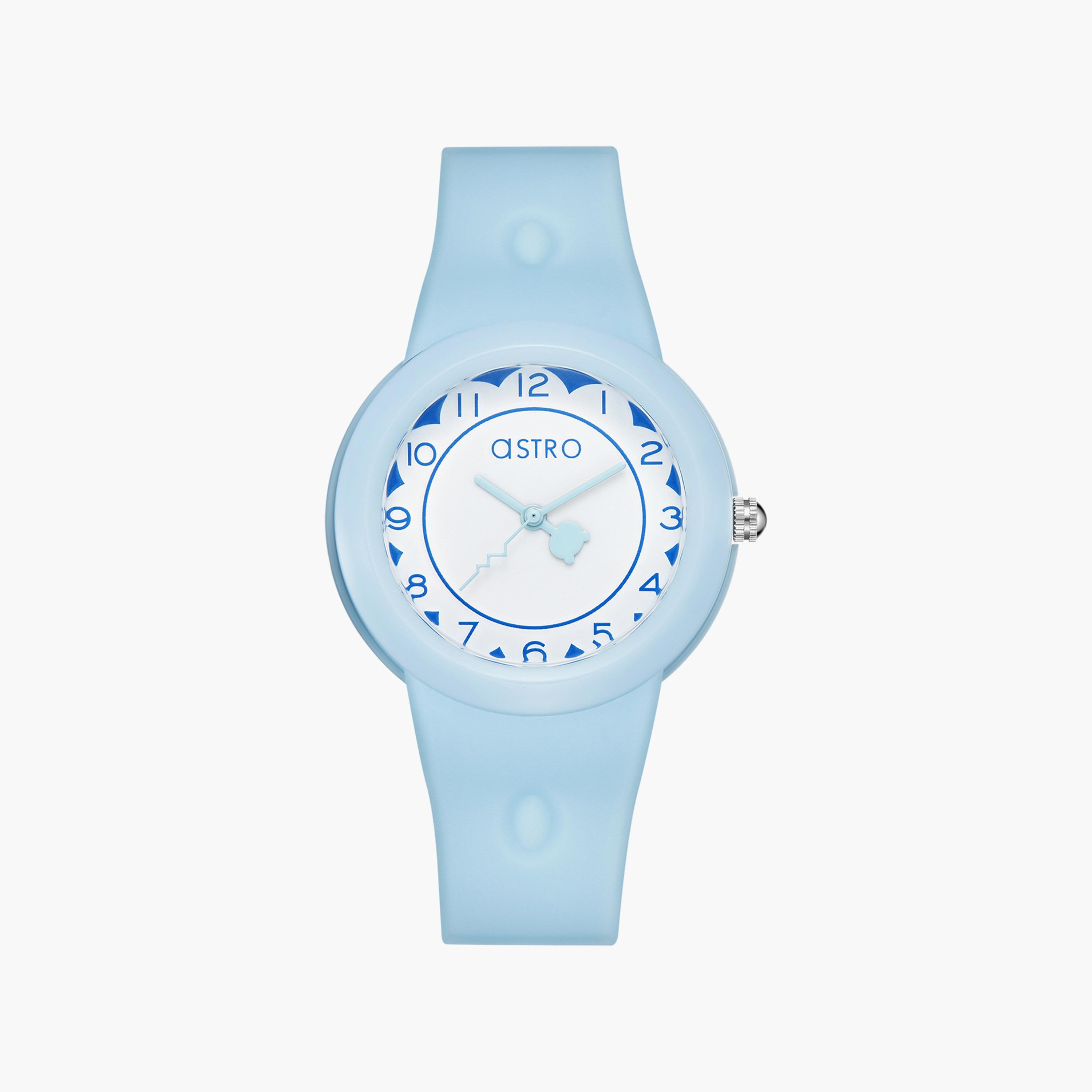 ساعة أنالوج للأطفال بسوار سيليكون بلون أزرق من أسترو | A23809-PPLW-girls-accessories-watches-image-1