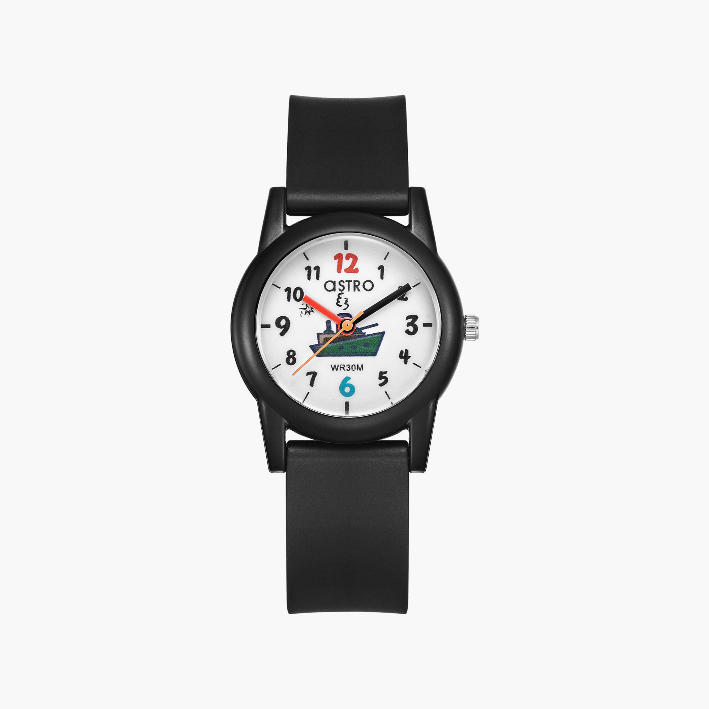 ساعة أنالوج للأطفال بسوار سيليكون بلون أسود من أسترو | A23810-PPBW-girls-accessories-watches-image-1