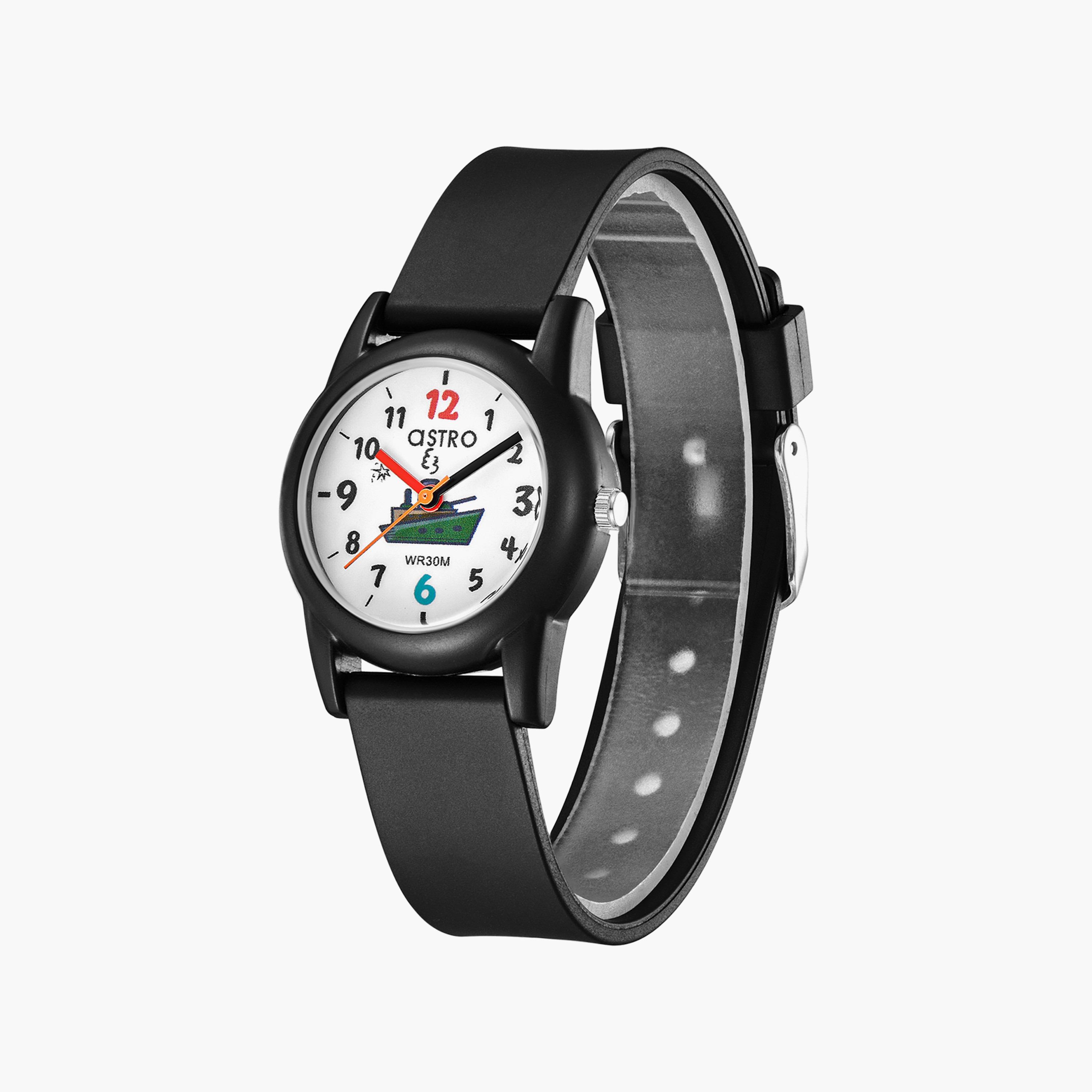 ساعة أنالوج للأطفال بسوار سيليكون بلون أسود من أسترو | A23810-PPBW-girls-accessories-watches-image-2