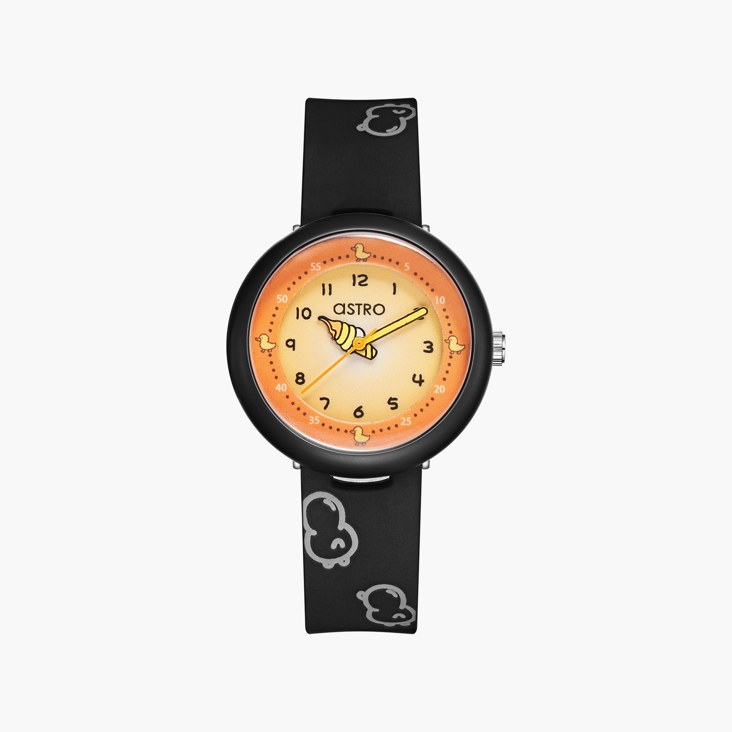 ساعة أنالوج للأطفال بسوار سيليكون بلون أسود من أسترو | A23811-PPBO-girls-accessories-watches-image-1