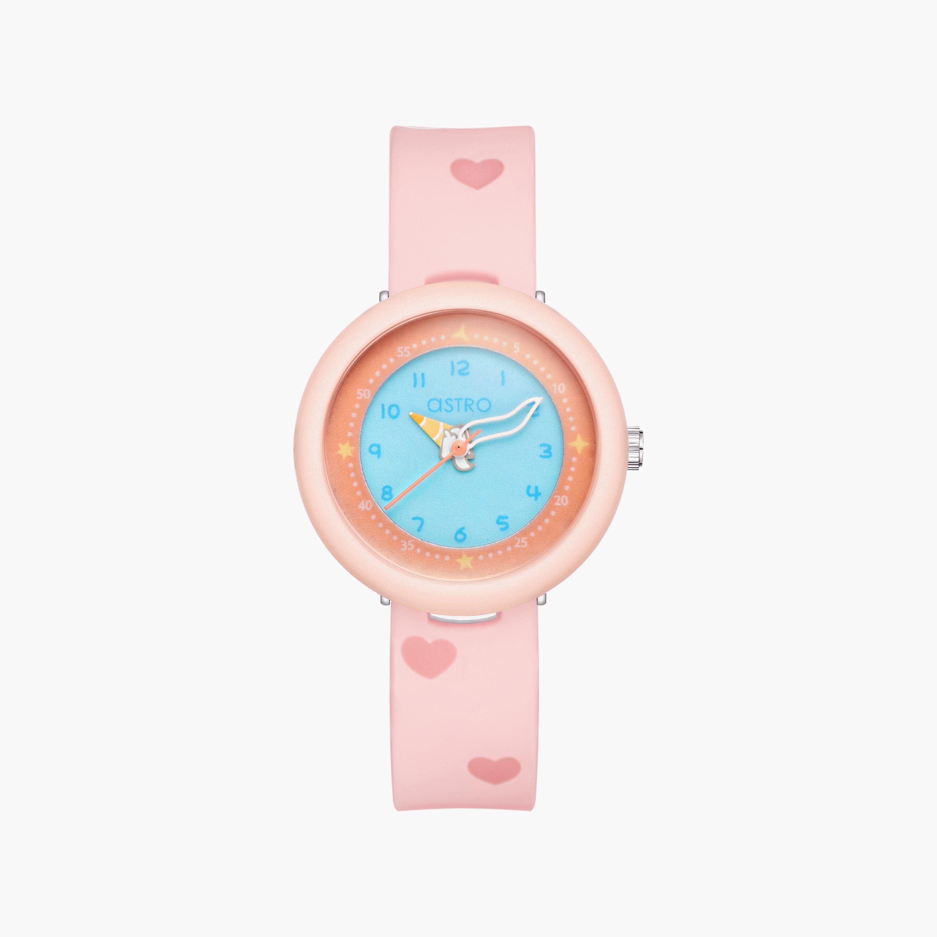 ساعة أنالوج للأطفال بسوار سيليكون بلون وردي من أسترو | A23811-PPPL-girls-accessories-watches-image-1