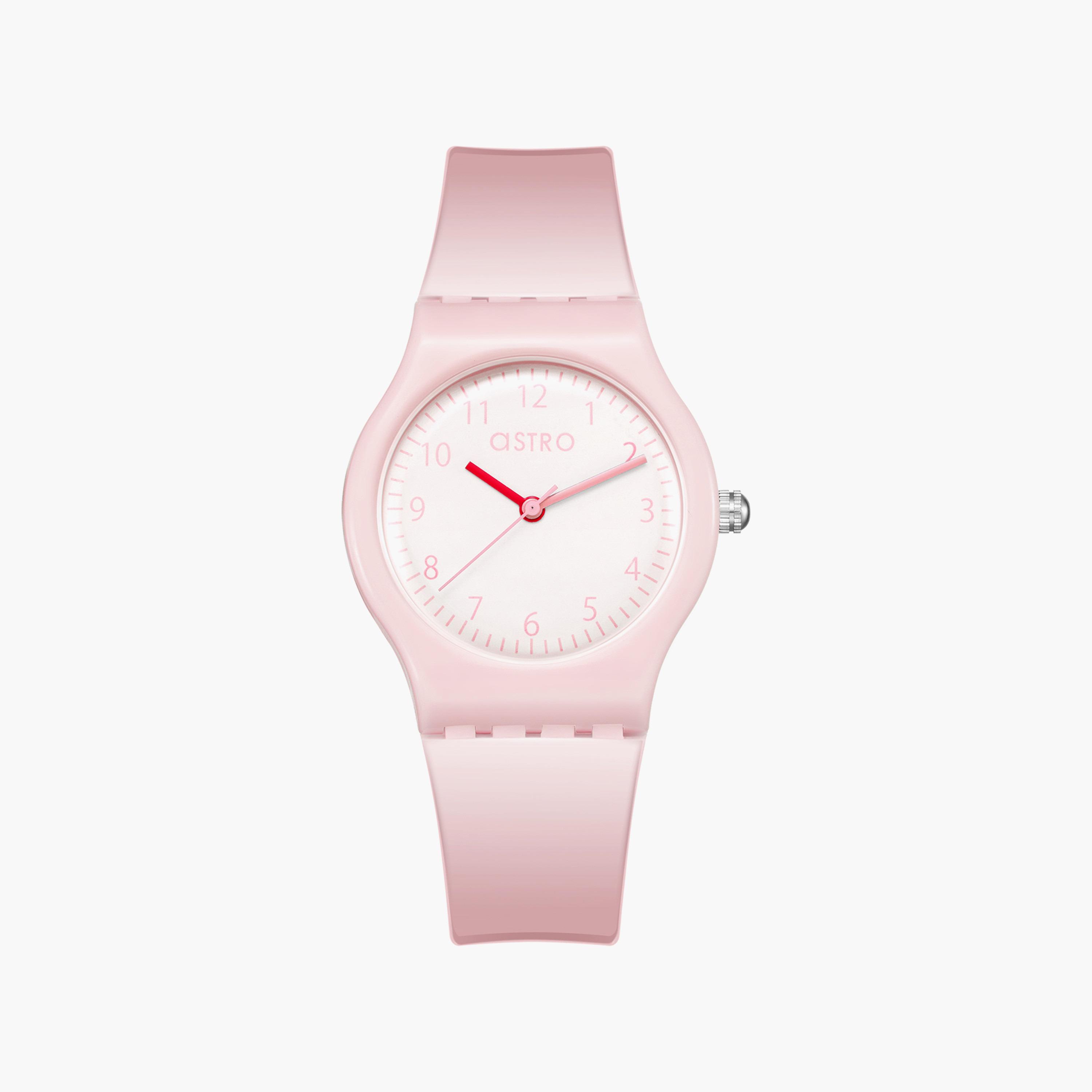 ساعة أنالوج للأطفال بسوار سيليكون بلون وردي من أسترو | A23812-PPPW-girls-accessories-watches-image-1