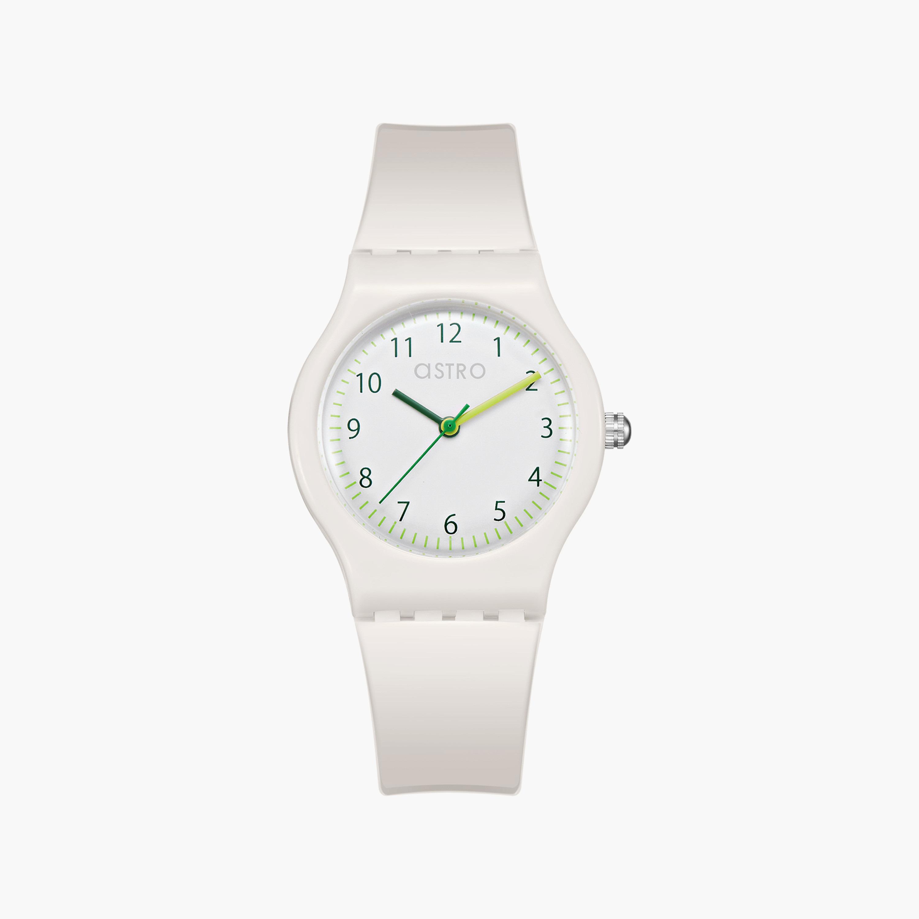 ساعة أنالوج للأطفال بسوار سيليكون بلون بيج من أسترو | A23812-PPIW-girls-accessories-watches-image-1