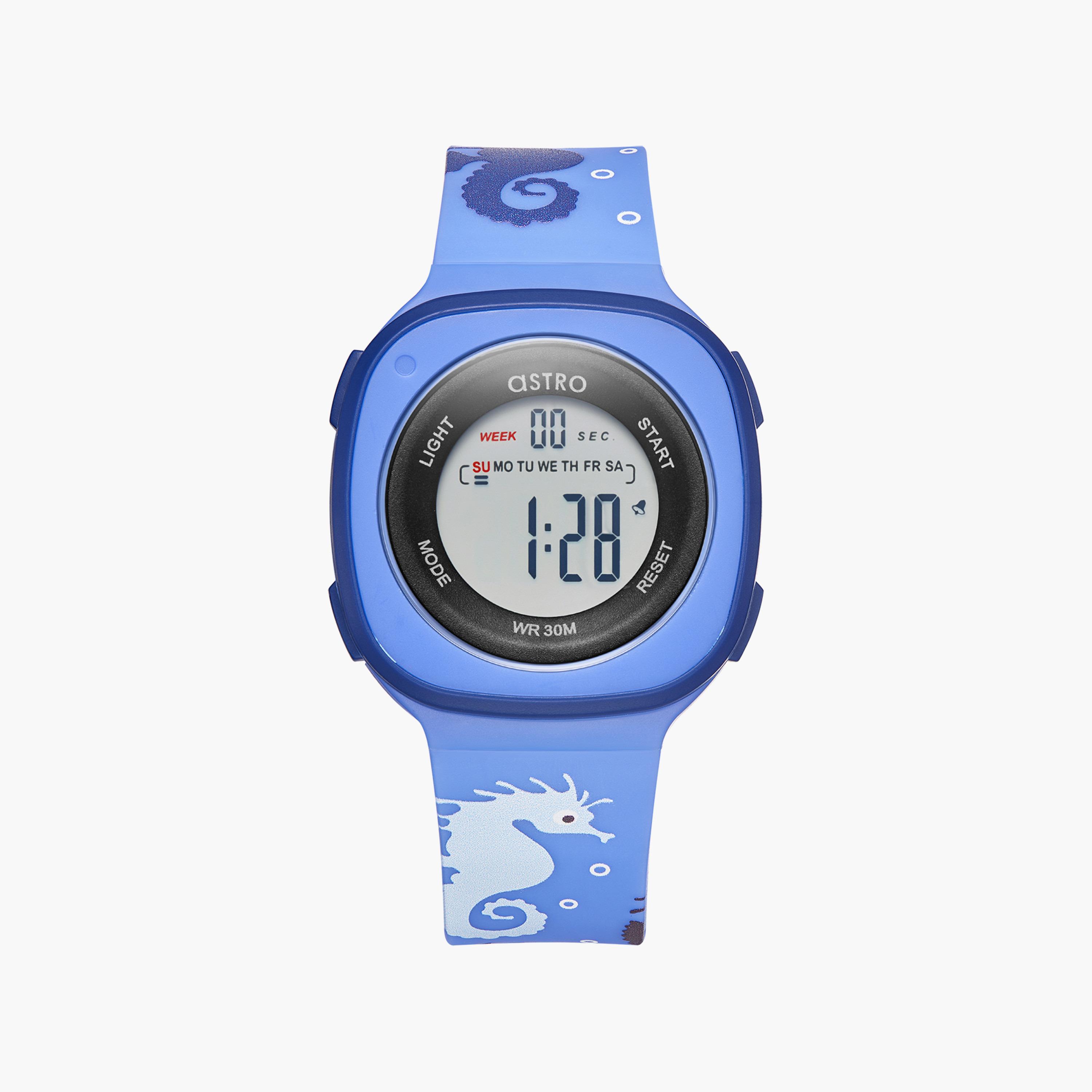 ساعة رقمية للأطفال بسوار سيليكون بلون أزرق من أسترو | A23913-PPNN-SH-girls-accessories-watches-image-1