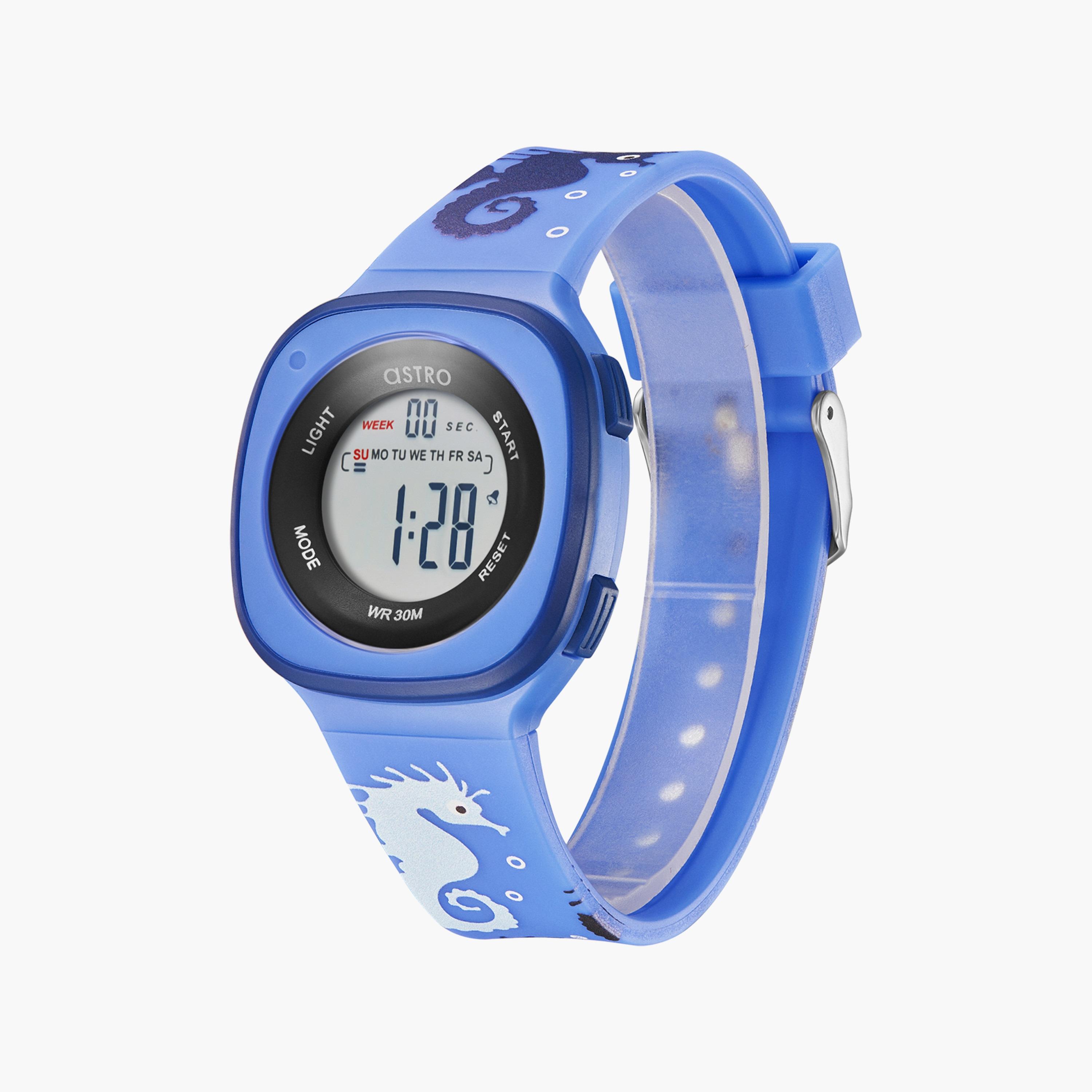 ساعة رقمية للأطفال بسوار سيليكون بلون أزرق من أسترو | A23913-PPNN-SH-girls-accessories-watches-image-2