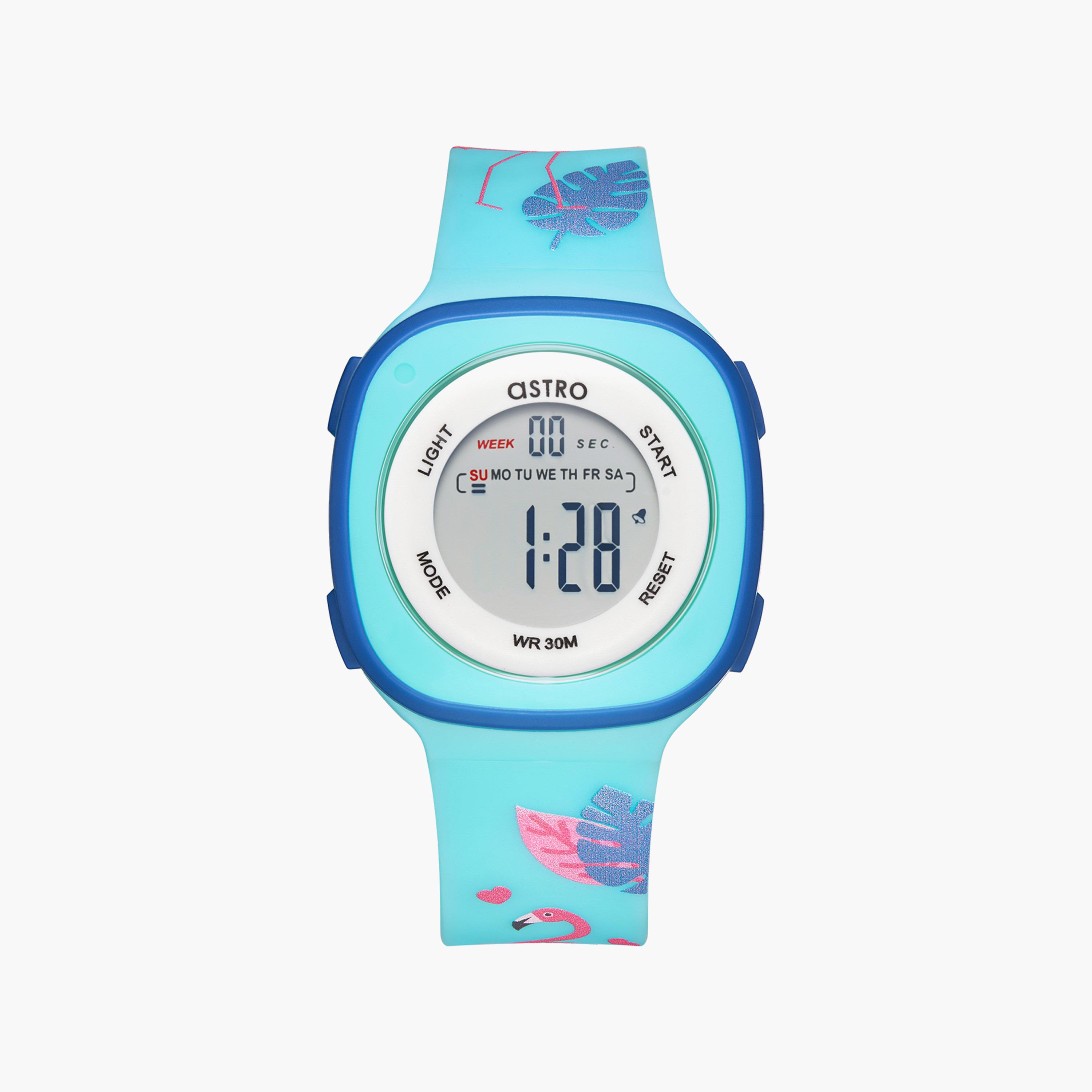 ساعة رقمية للأطفال بسوار سيليكون بلون أزرق من أسترو | A23913-PPLL-FL-girls-accessories-watches-image-1