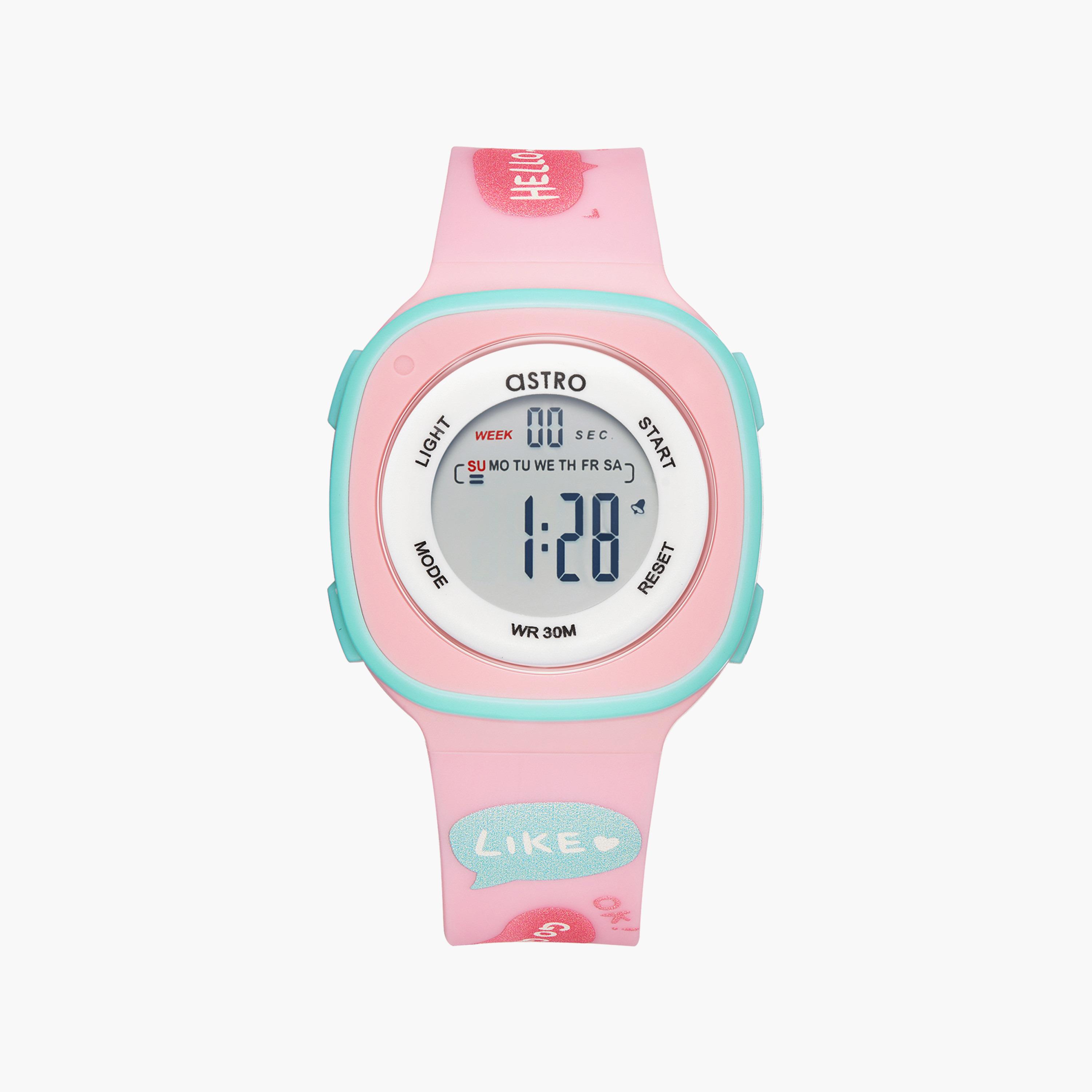ساعة رقمية للأطفال بسوار سيليكون بلون وردي من أسترو | A23913-PPPP-girls-accessories-watches-image-1