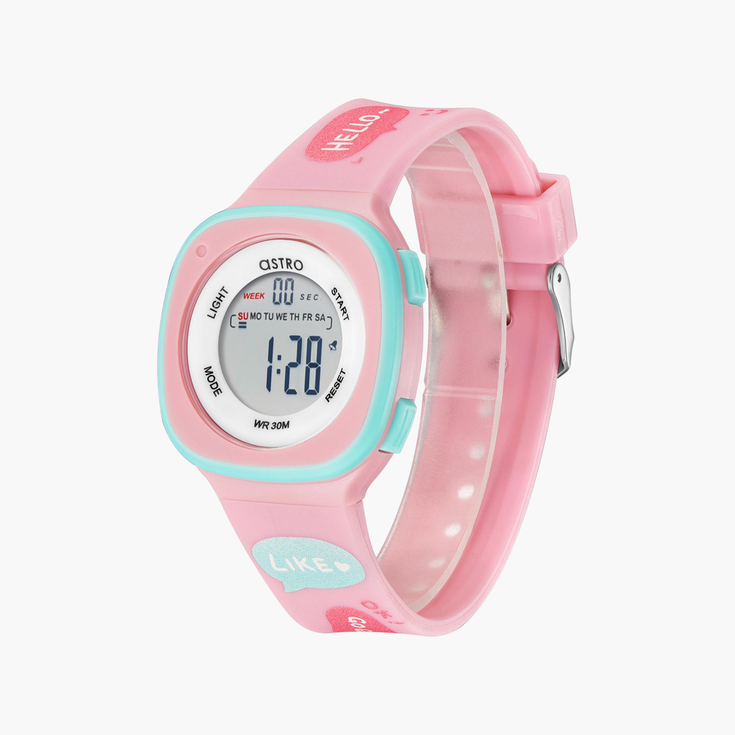 ساعة رقمية للأطفال بسوار سيليكون بلون وردي من أسترو | A23913-PPPP-girls-accessories-watches-image-2