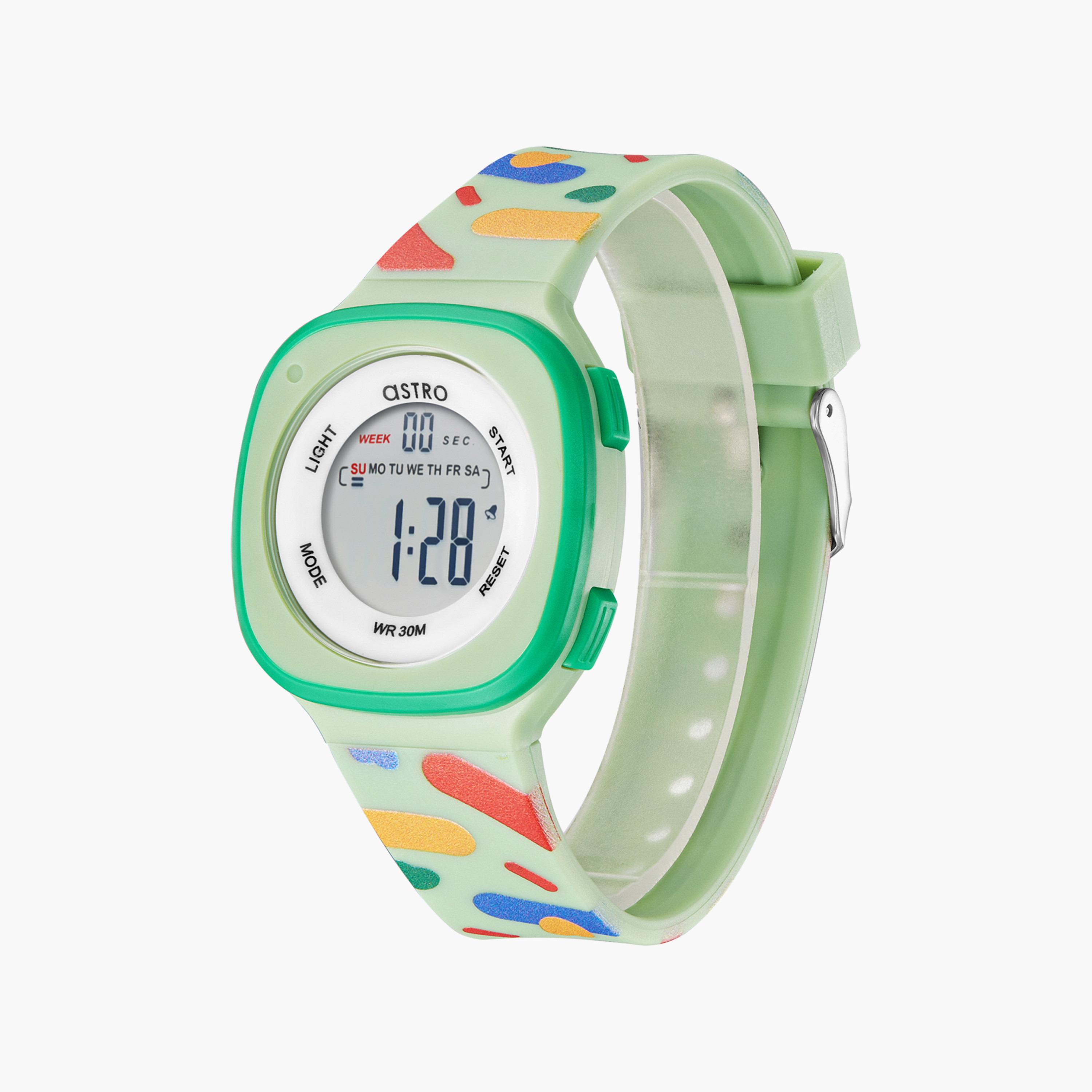 ساعة رقمية للأطفال بسوار سيليكون بلون اخضر من أسترو | A23913-PPHH-girls-accessories-watches-image-2