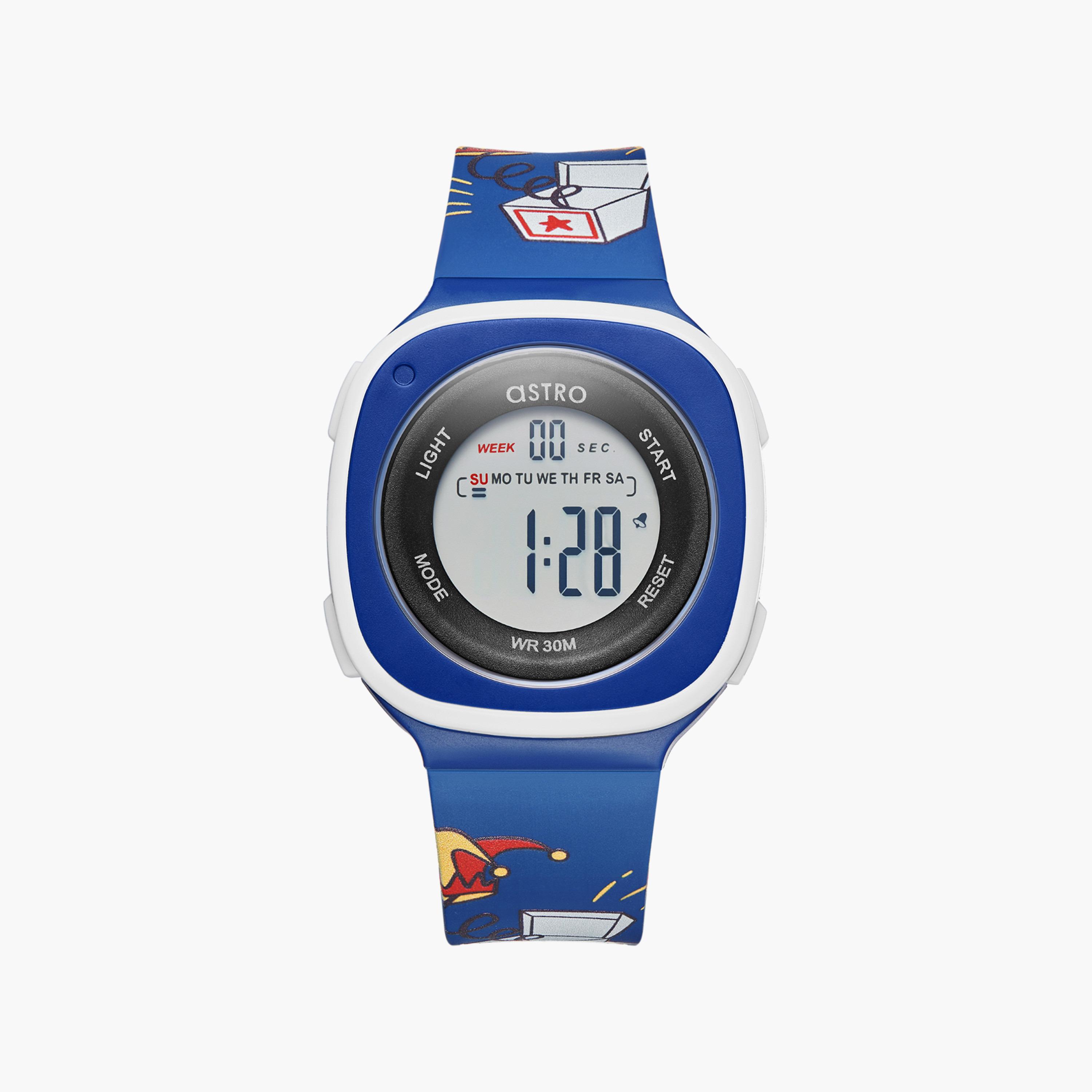 ساعة رقمية للأطفال بسوار سيليكون بلون أزرق من أسترو | A23913-PPNN-CL-girls-accessories-watches-image-1