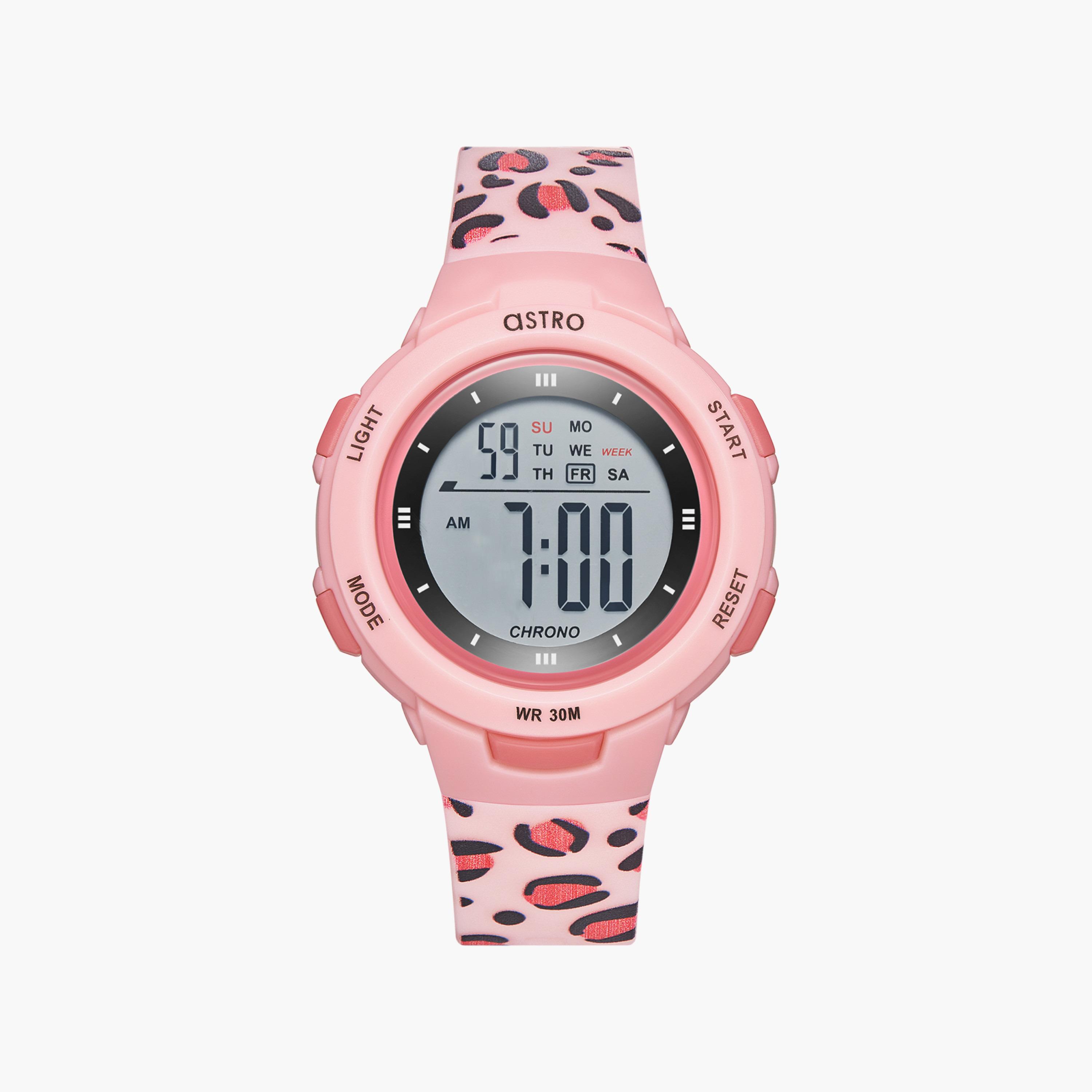 ساعة رقمية للأطفال بسوار سيليكون بلون وردي من أسترو | A23914-PPRP-LP-girls-accessories-watches-image-1