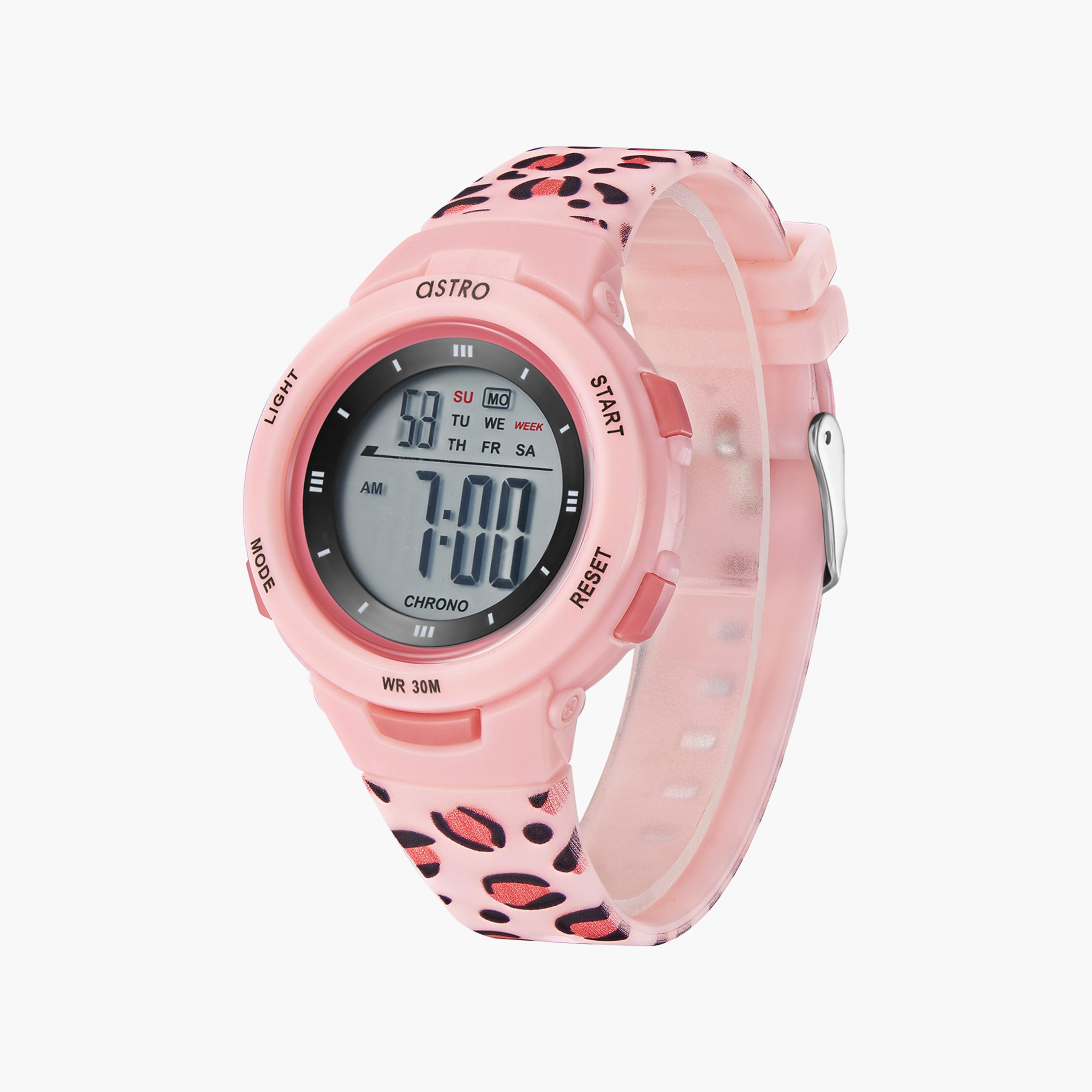 ساعة رقمية للأطفال بسوار سيليكون بلون وردي من أسترو | A23914-PPRP-LP-girls-accessories-watches-image-2