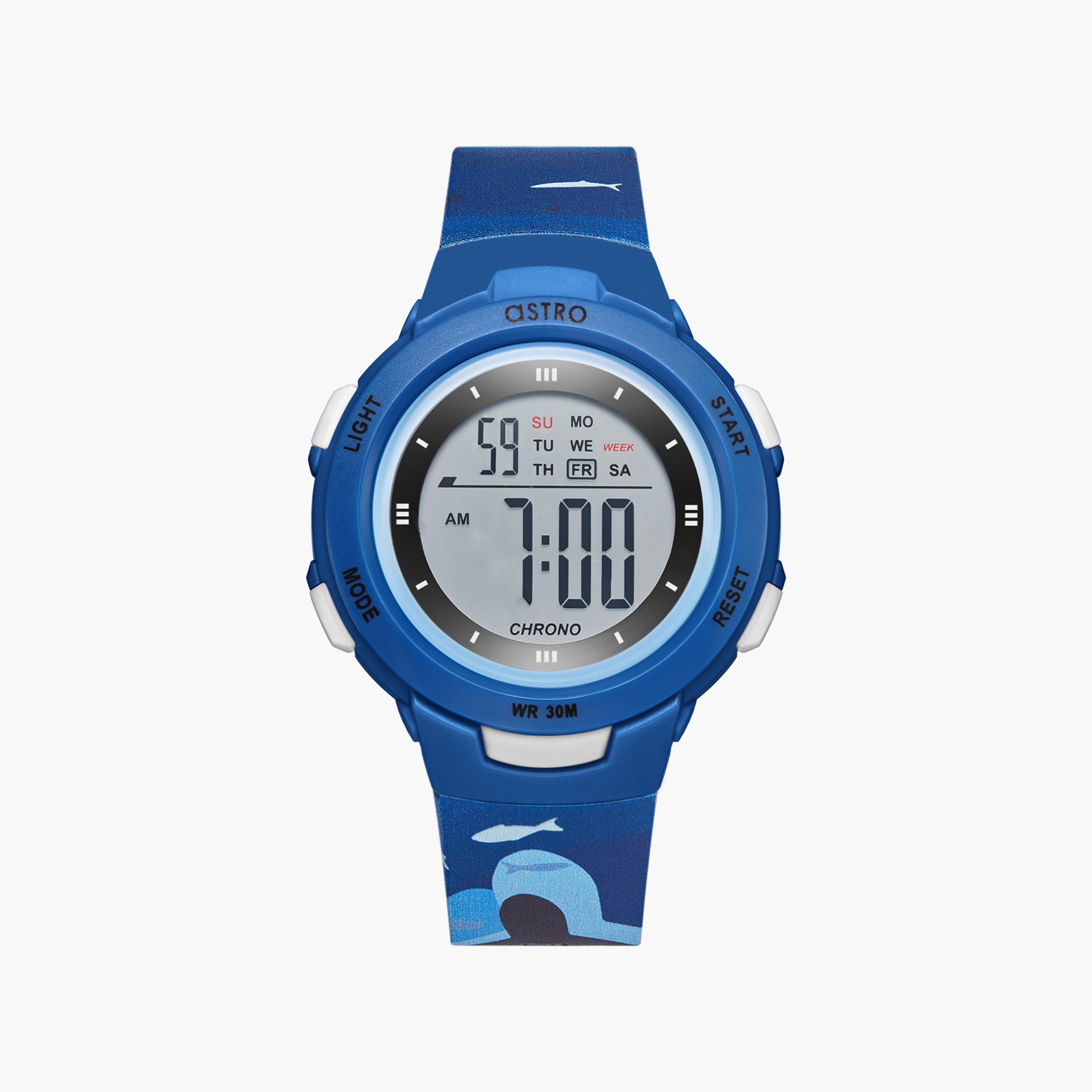 ساعة رقمية للأطفال بسوار سيليكون بلون أزرق من أسترو | A23914-PPNN-SK-girls-accessories-watches-image-1