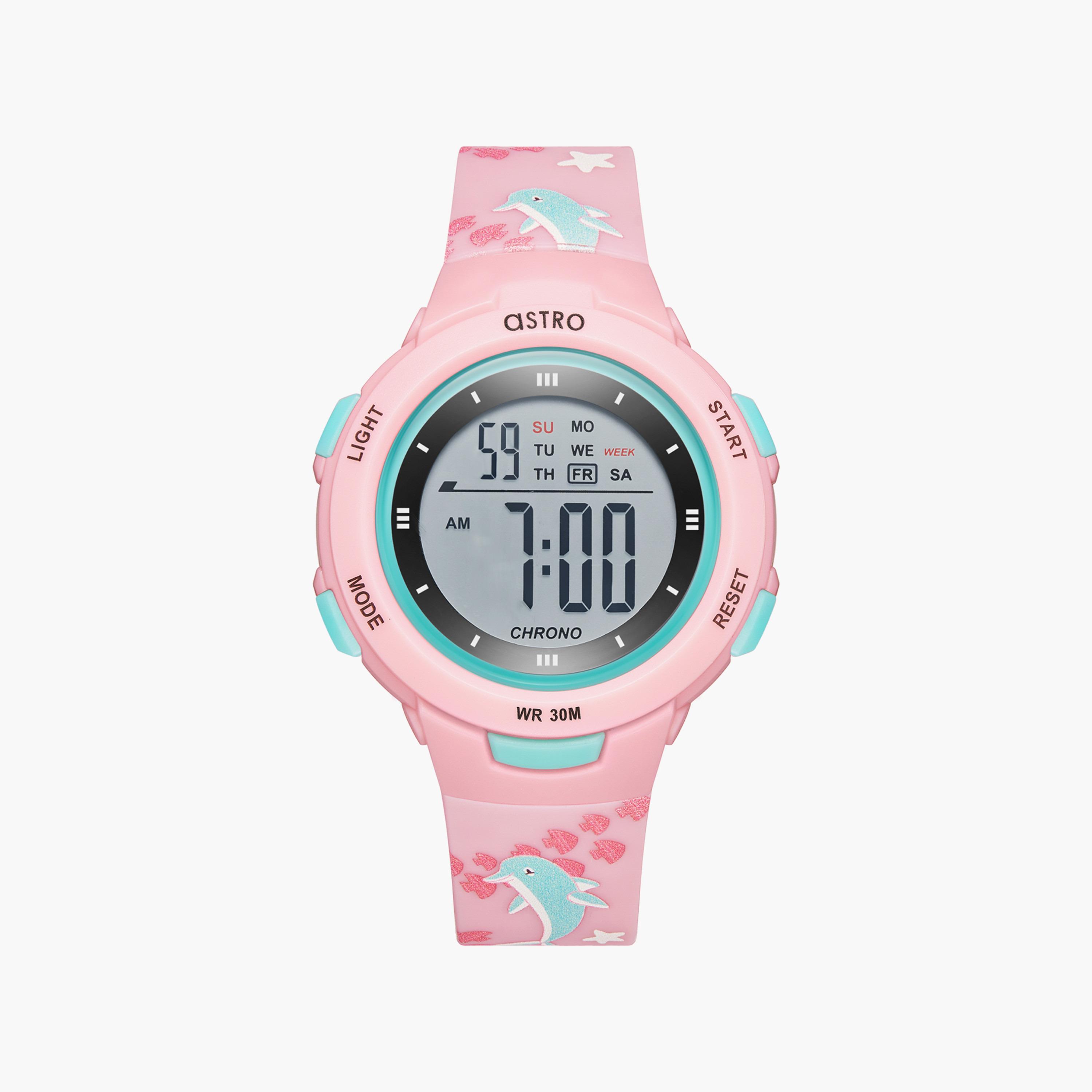 ساعة رقمية للأطفال بسوار سيليكون بلون وردي من أسترو | A23914-PPPP-DO-girls-accessories-watches-image-1