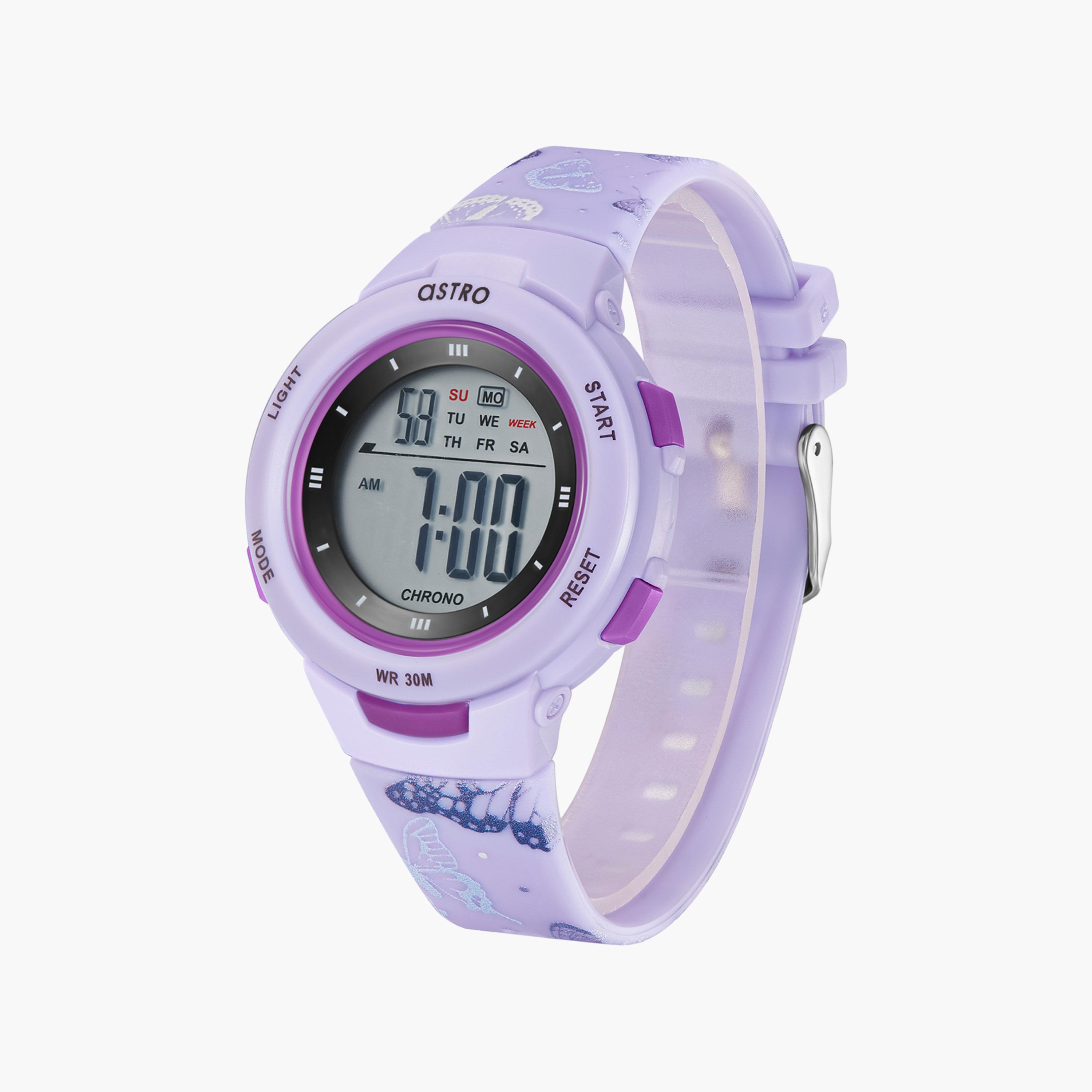 ساعة رقمية للأطفال بسوار سيليكون بلون أرجواني من أسترو | A23914-PPVV-BT-girls-accessories-watches-image-2
