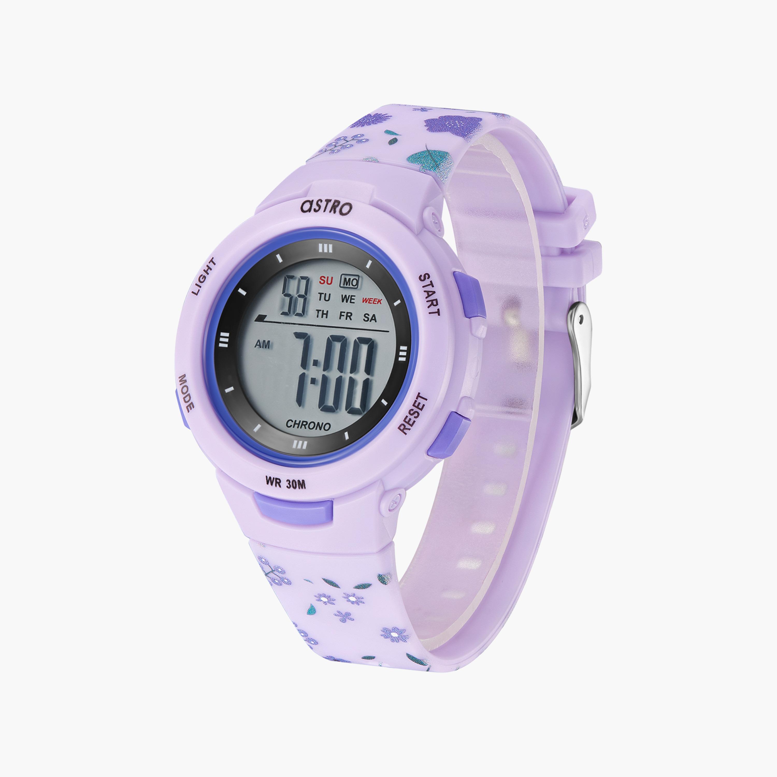 ساعة رقمية للأطفال بسوار سيليكون بلون أرجواني من أسترو | A23914-PPVV-FL-girls-accessories-watches-image-2