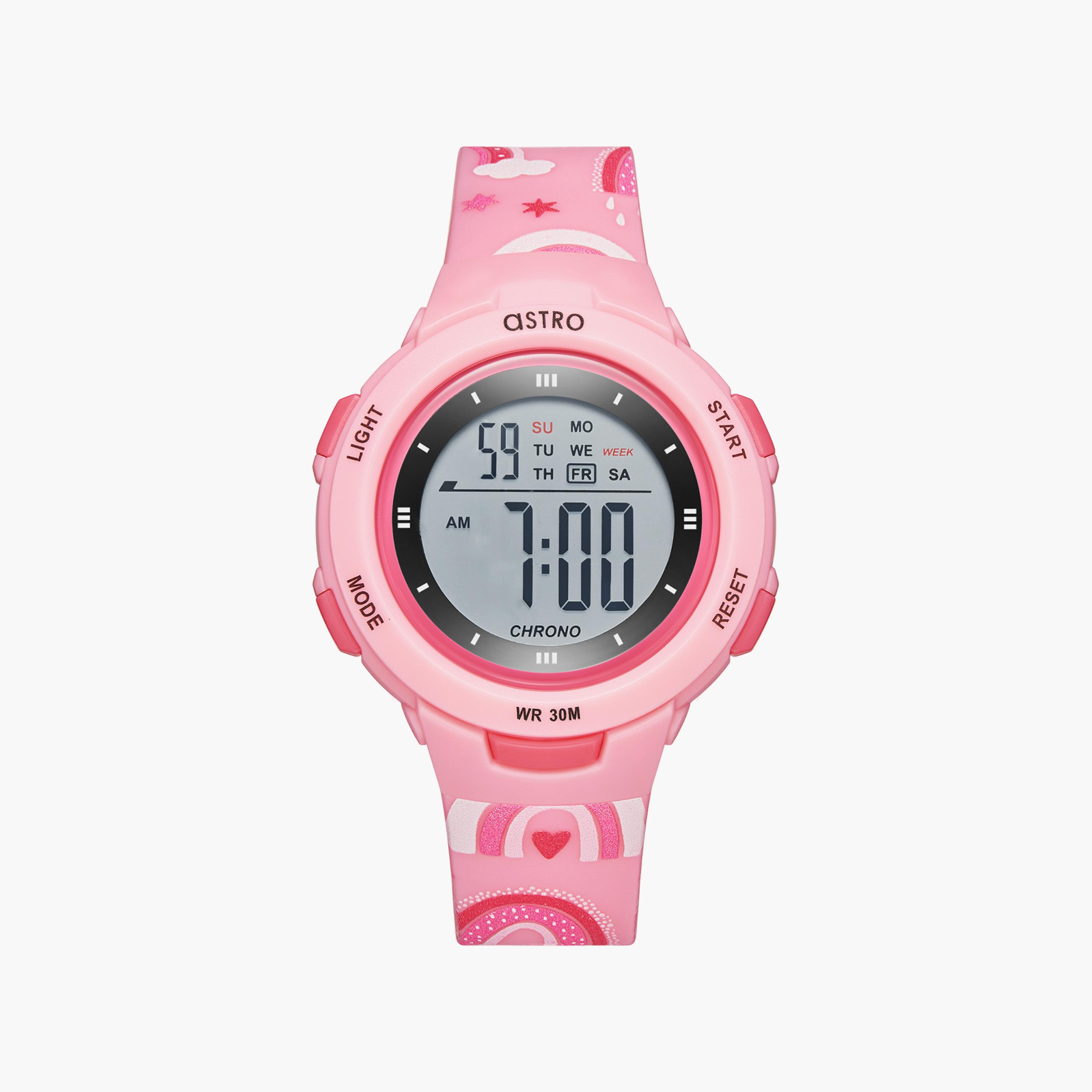 ساعة رقمية للأطفال بسوار سيليكون بلون وردي من أسترو | A23914-PPPP-girls-accessories-watches-image-1