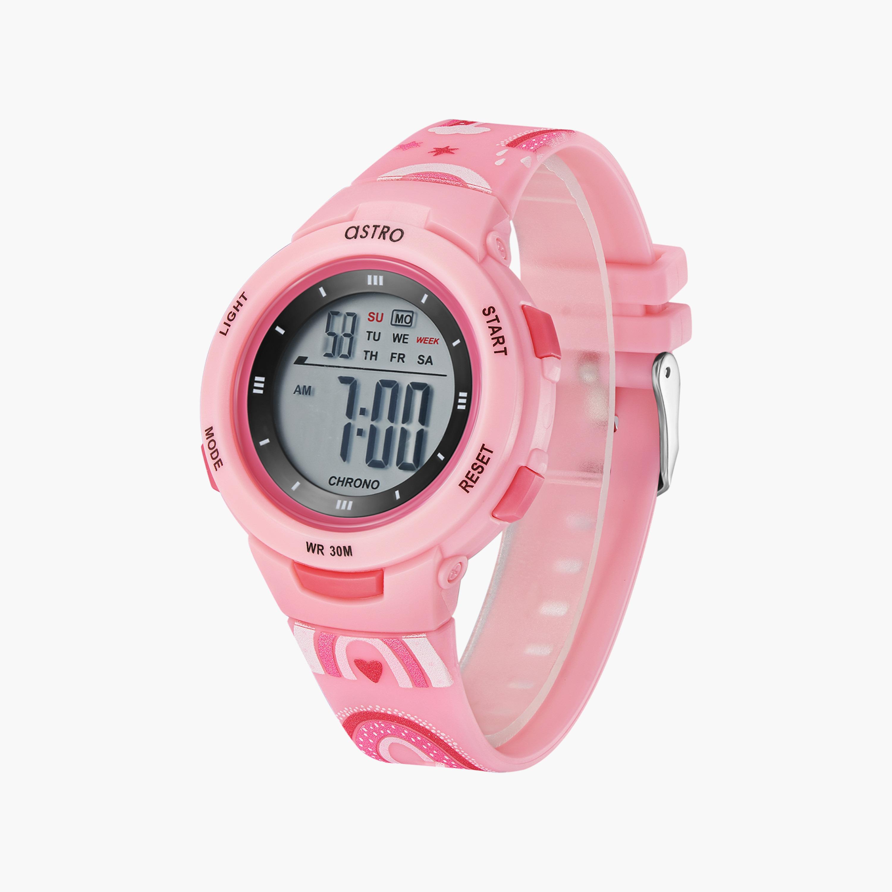 ساعة رقمية للأطفال بسوار سيليكون بلون وردي من أسترو | A23914-PPPP-girls-accessories-watches-image-2