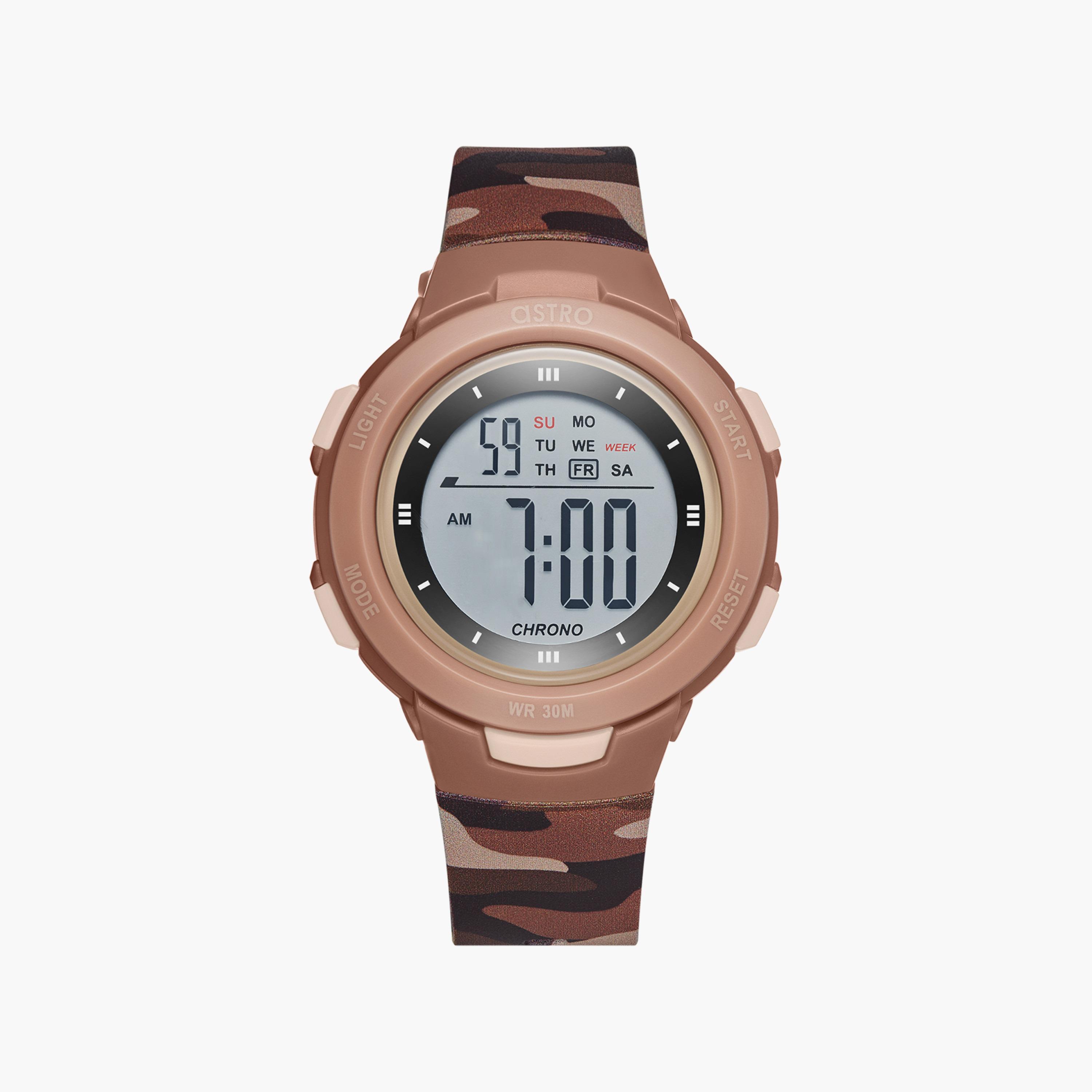 ساعة رقمية للأطفال بسوار سيليكون بلون بني من أسترو | A23915-PPEE-girls-accessories-watches-image-1