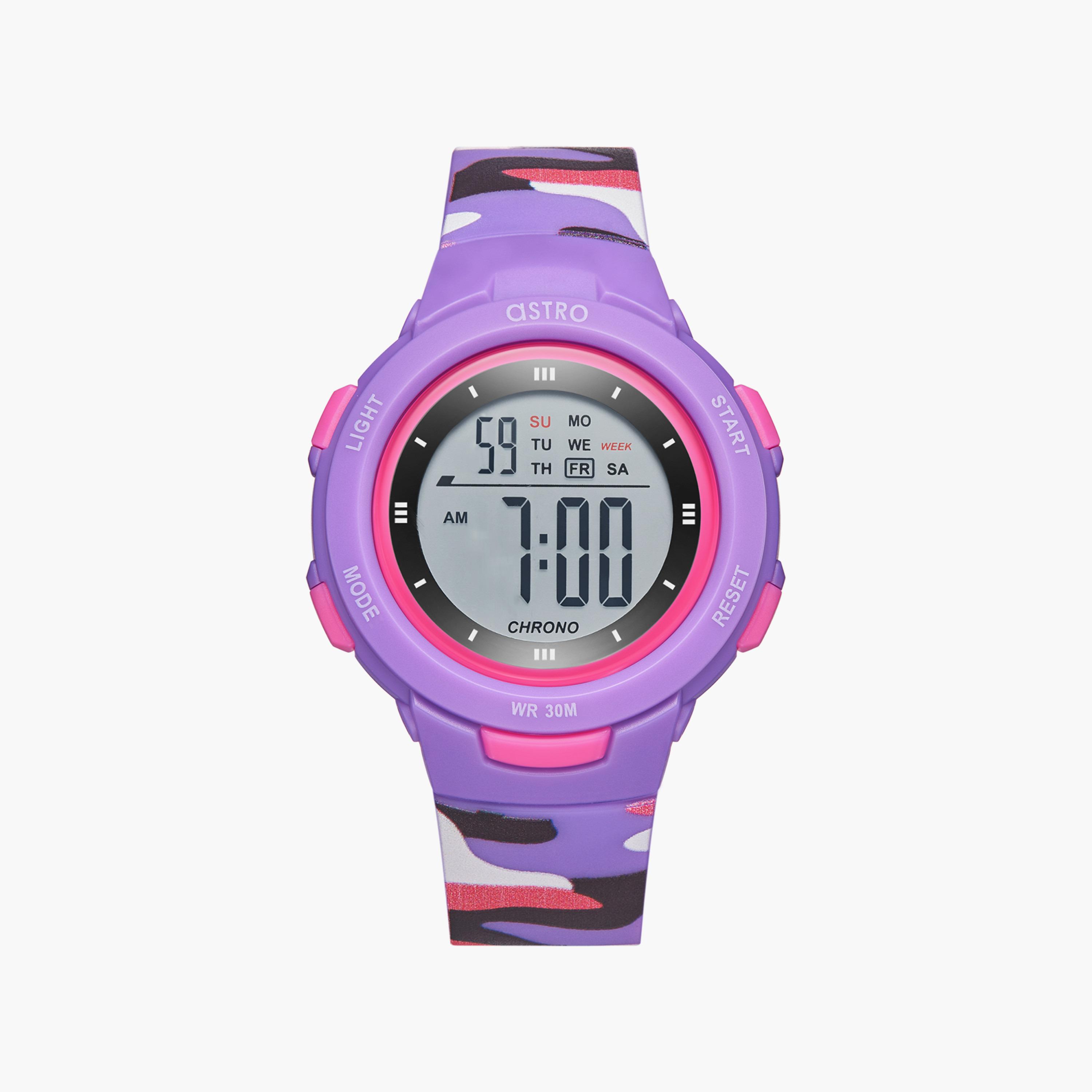 ساعة رقمية للأطفال بسوار سيليكون بلون أرجواني من أسترو | A23915-PPVV-girls-accessories-watches-image-1