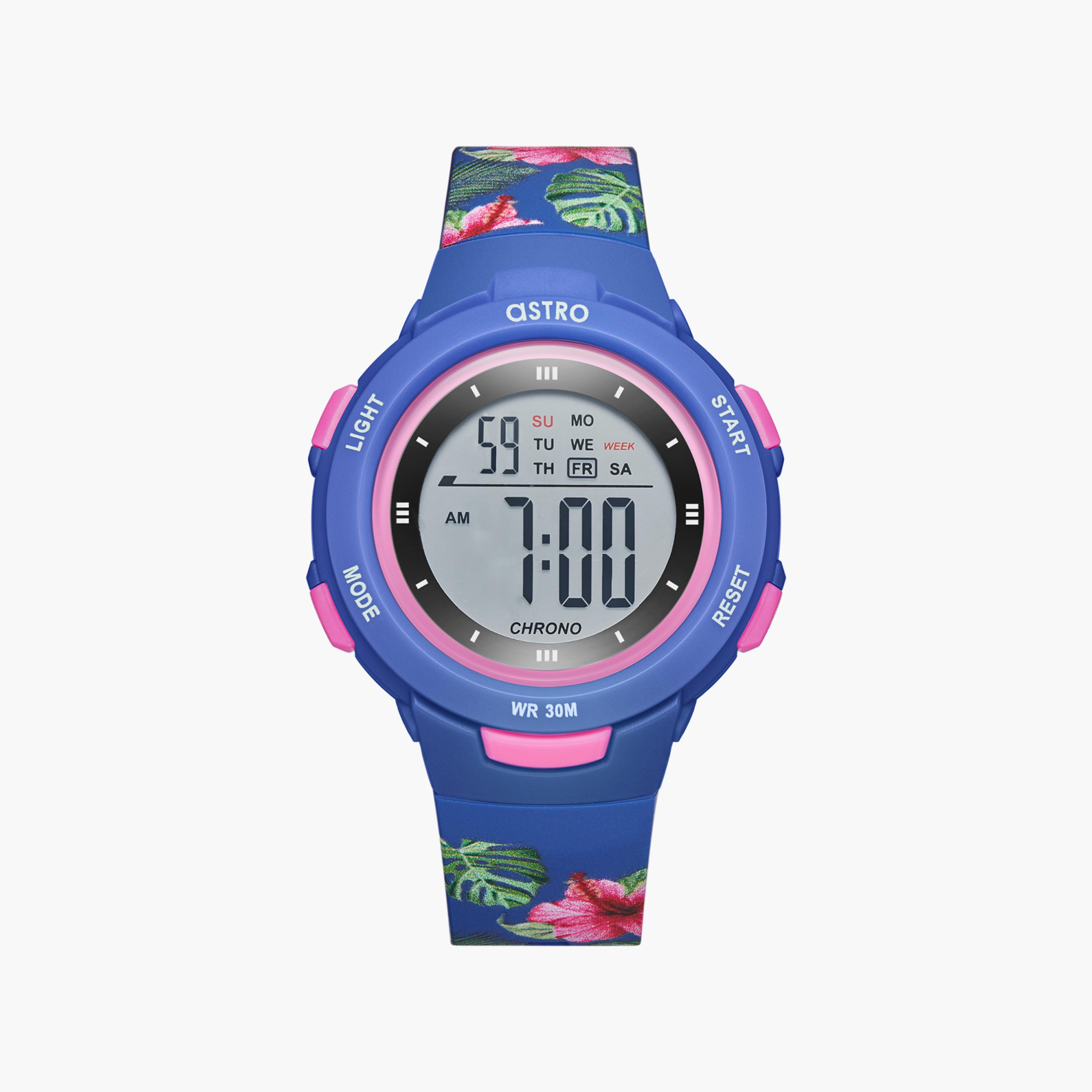 ساعة رقمية للأطفال بسوار سيليكون بلون أزرق من أسترو | A23916-PPNN-FL-girls-accessories-watches-image-1