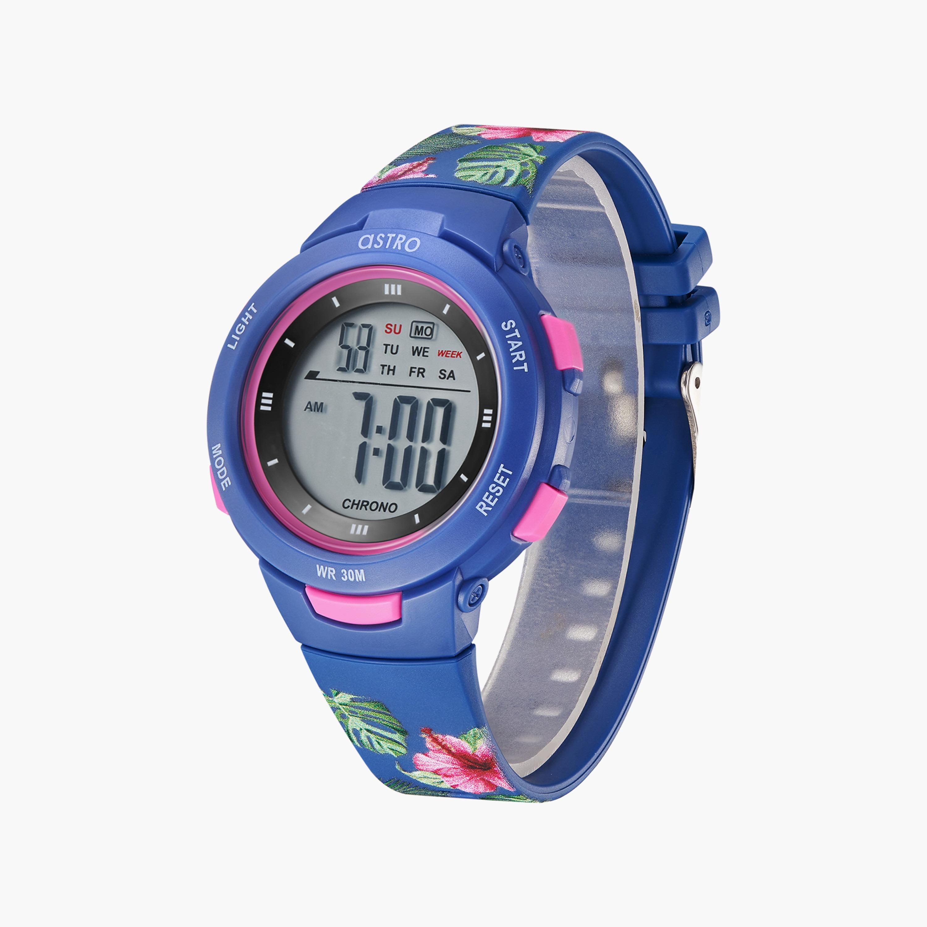 ساعة رقمية للأطفال بسوار سيليكون بلون أزرق من أسترو | A23916-PPNN-FL-girls-accessories-watches-image-2