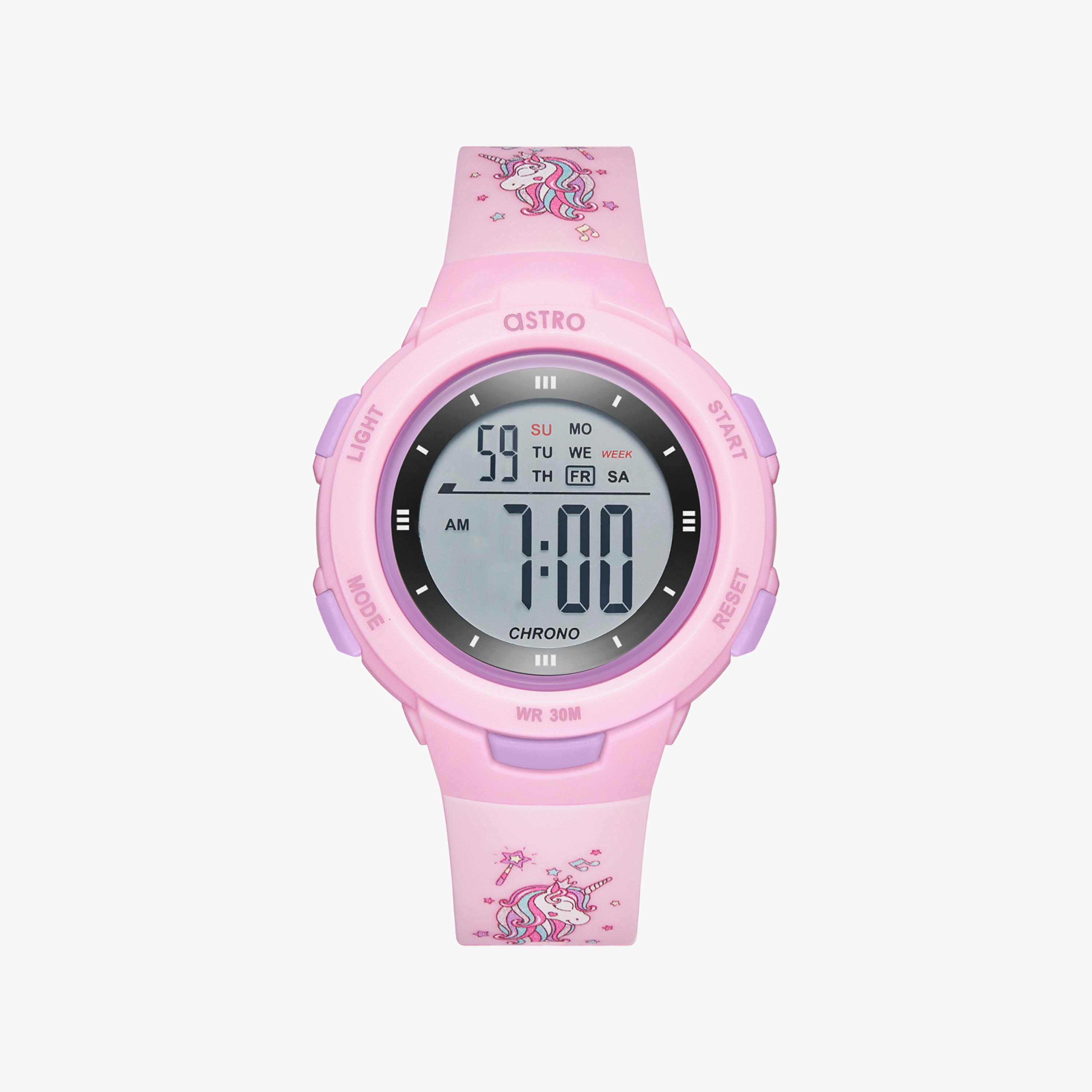 ساعة رقمية للأطفال بسوار سيليكون بلون وردي من أسترو | A23916-PPPP-UN-girls-accessories-watches-image-1