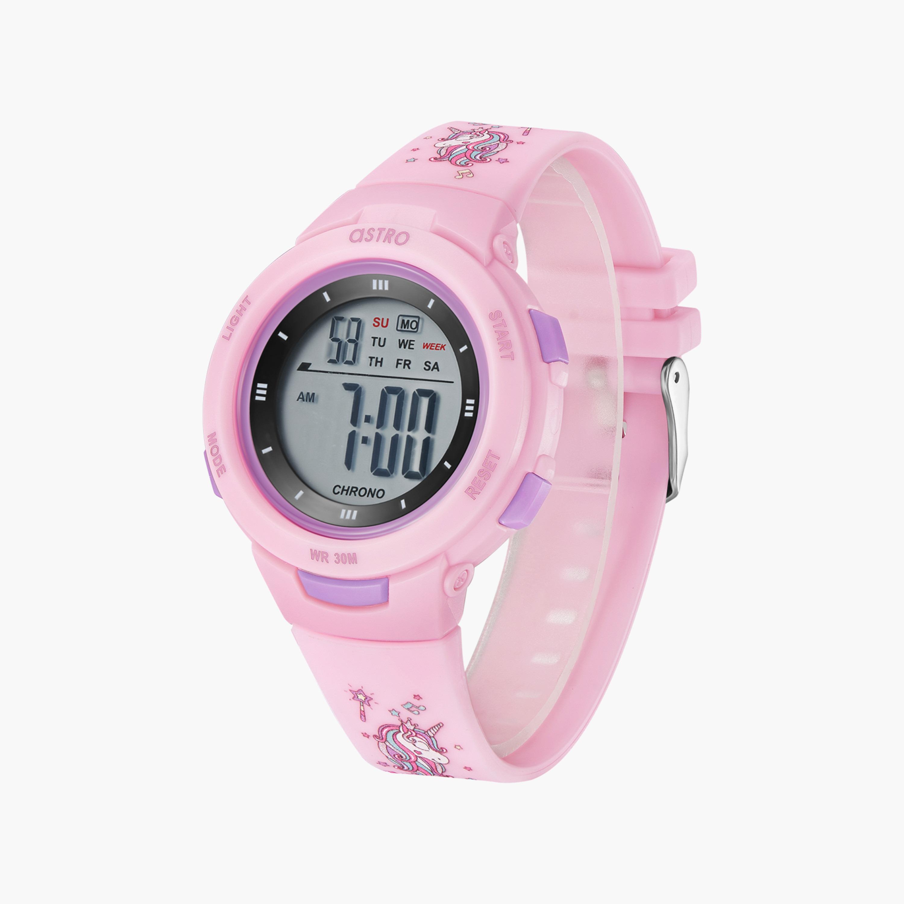 ساعة رقمية للأطفال بسوار سيليكون بلون وردي من أسترو | A23916-PPPP-UN-girls-accessories-watches-image-2