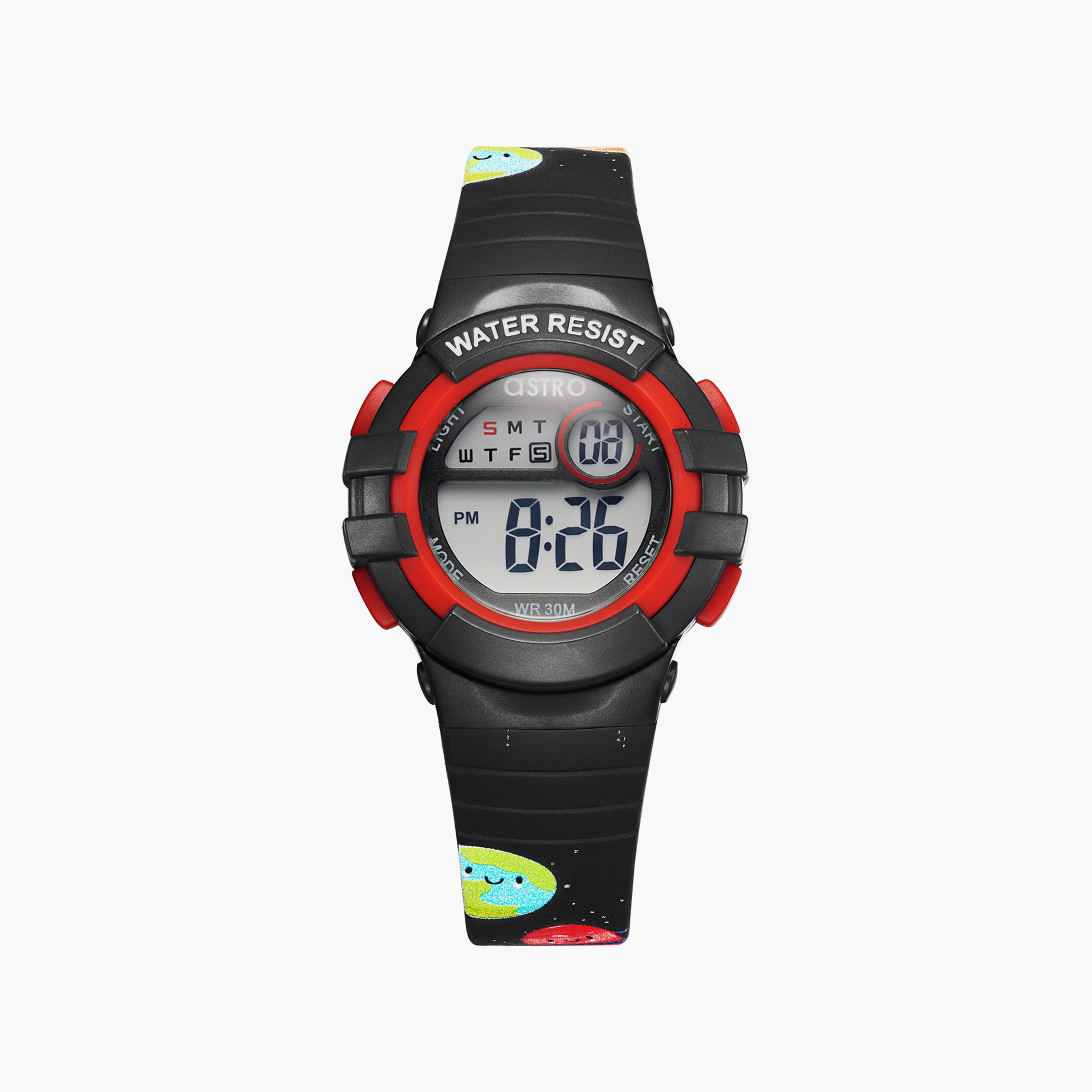 Astro Kids Black Digital Silicone Strap Watch | A23917-PPBB-SS-girls-accessories-watches-image-1