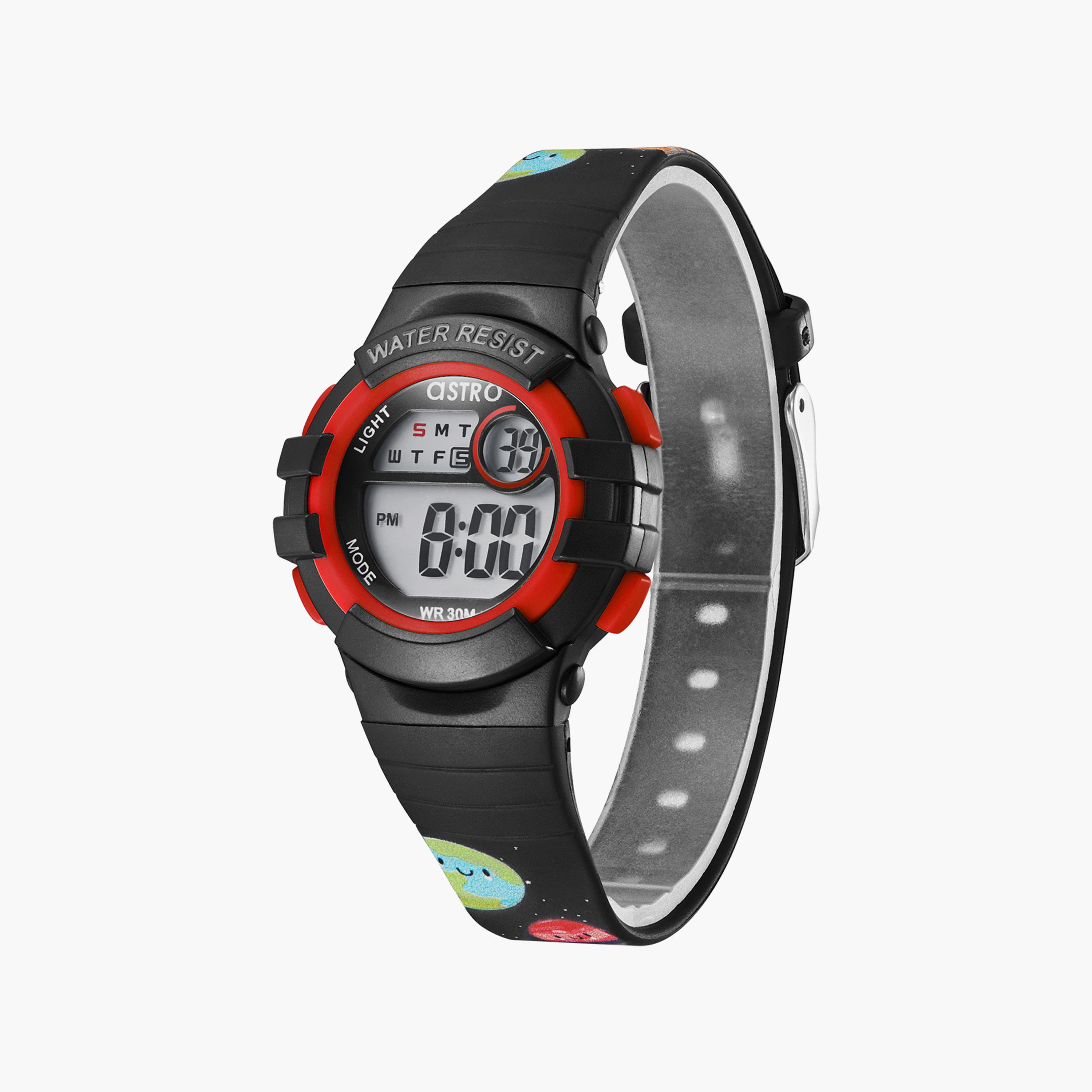 ساعة رقمية للأطفال بسوار سيليكون بلون اسود من أسترو | A23917-PPBB-SS-girls-accessories-watches-image-2