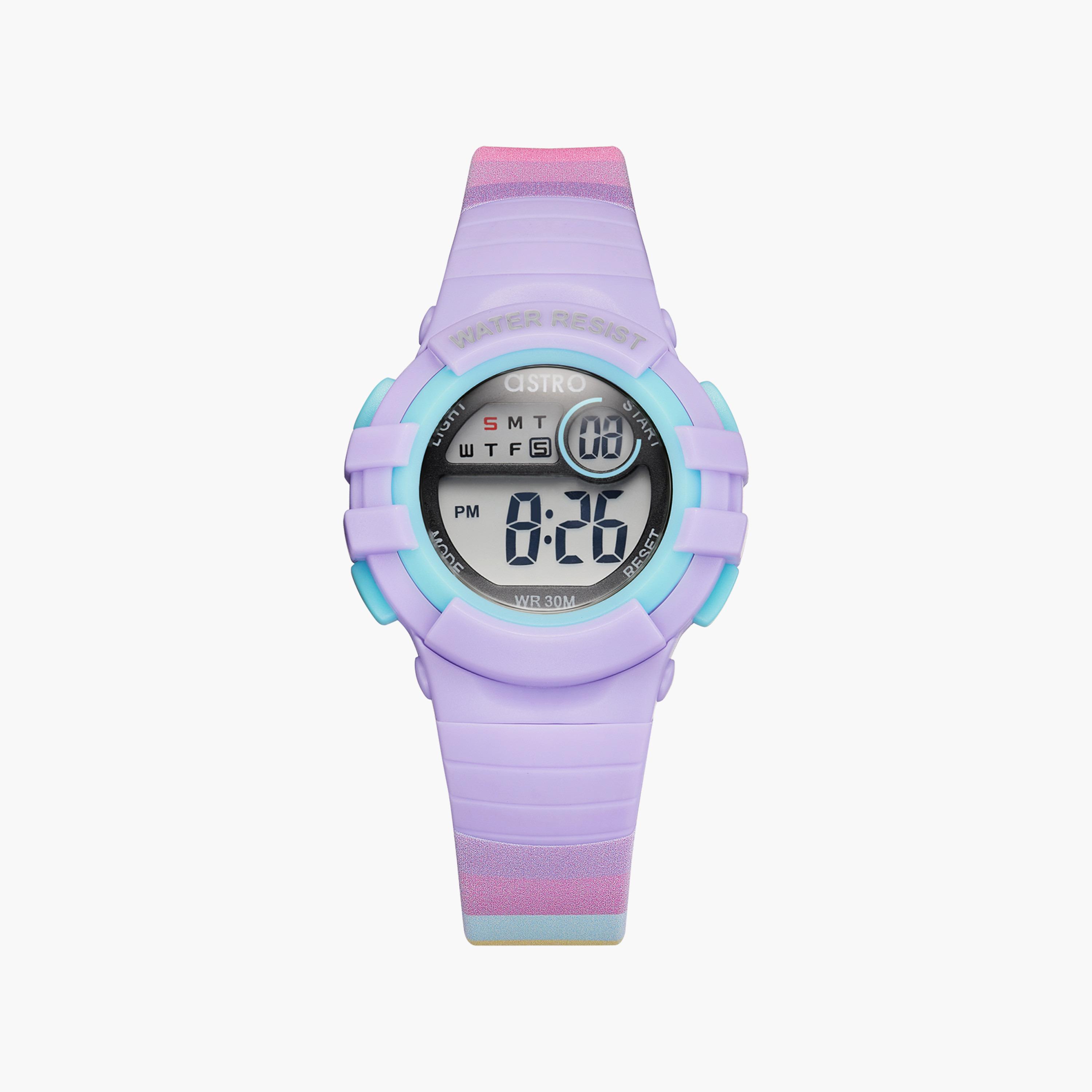 ساعة رقمية للأطفال بسوار سيليكون بلون أرجواني من أسترو | A23917-PPVV-girls-accessories-watches-image-1